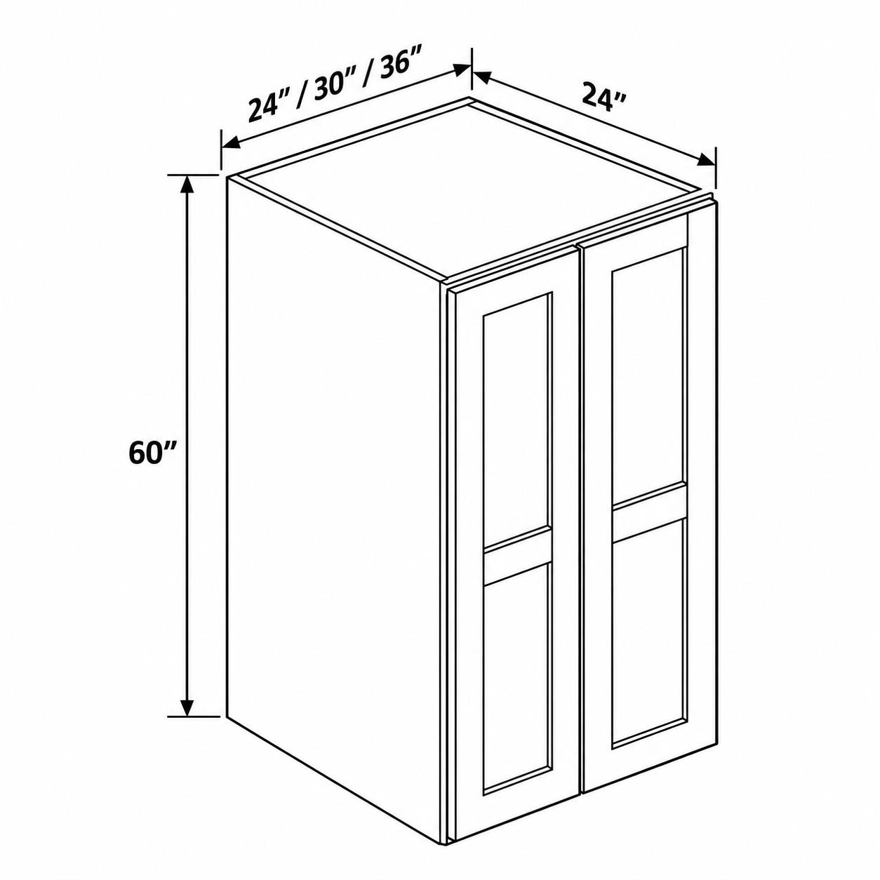 Signature Shaker 60-Inch-High Double-Door Deep Wall Cabinet dimensions and configuration