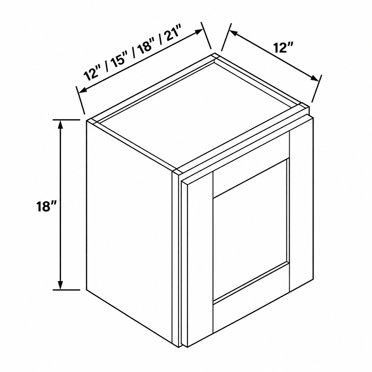 Signature Shaker 18-Inch Single-Door Wall Cabinet dimensions and configuration