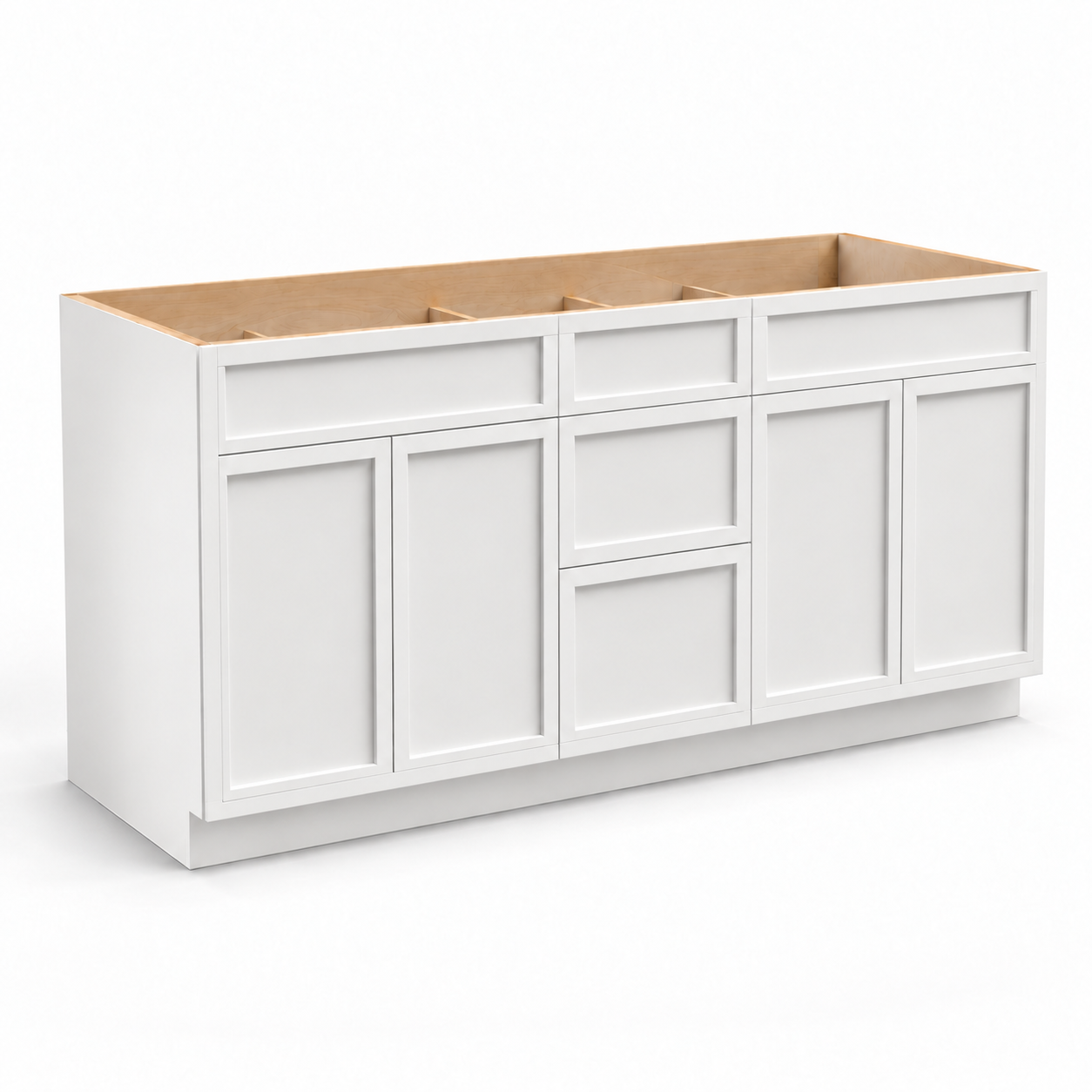 Slim Shaker Double-Sink Vanity with Central Drawers
