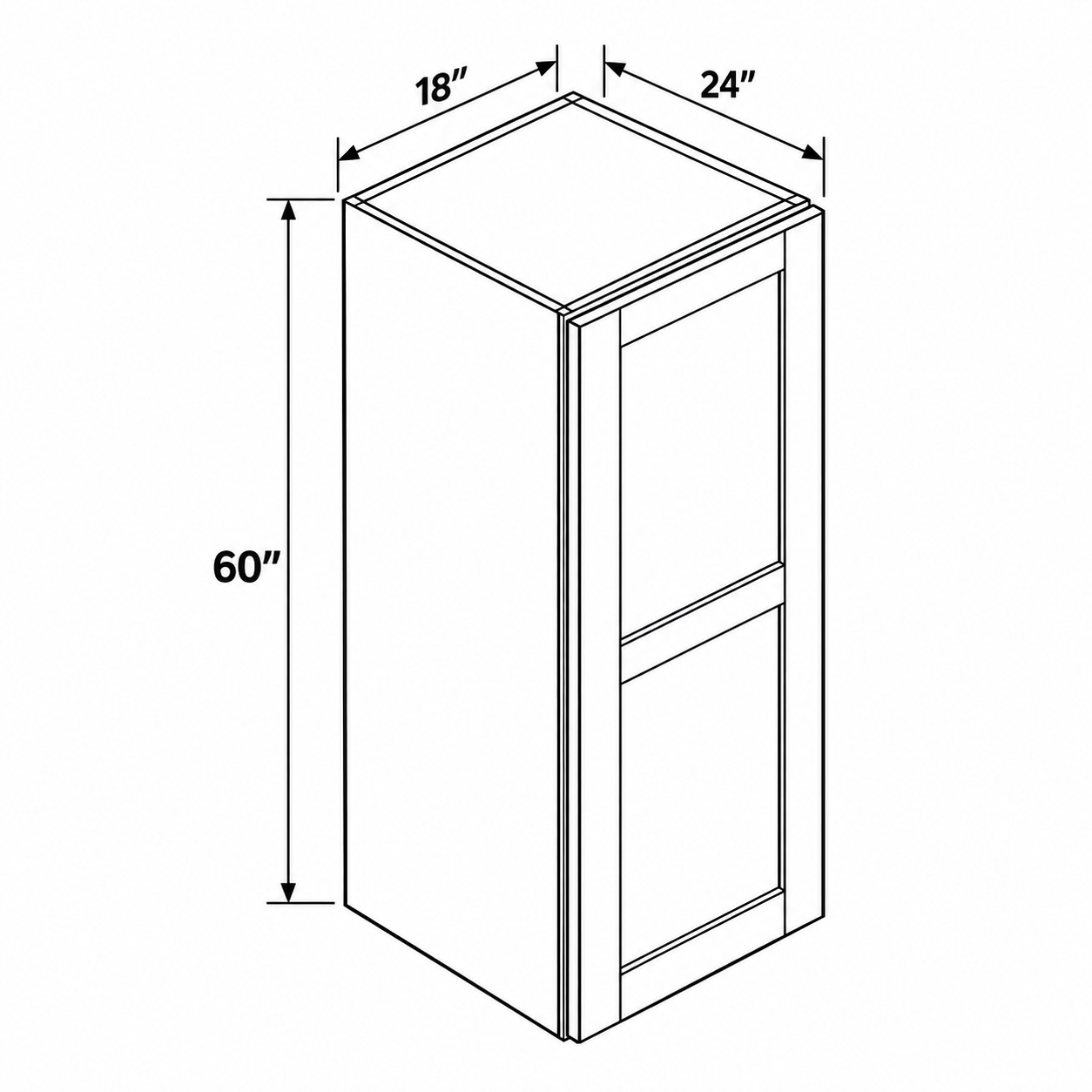 Signature Shaker 60-Inch-High Single-Door Deep Wall Cabinet dimensions and configuration