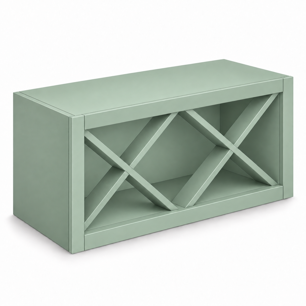 X-divider wine wall cabinet in Jade Green — representative configuration