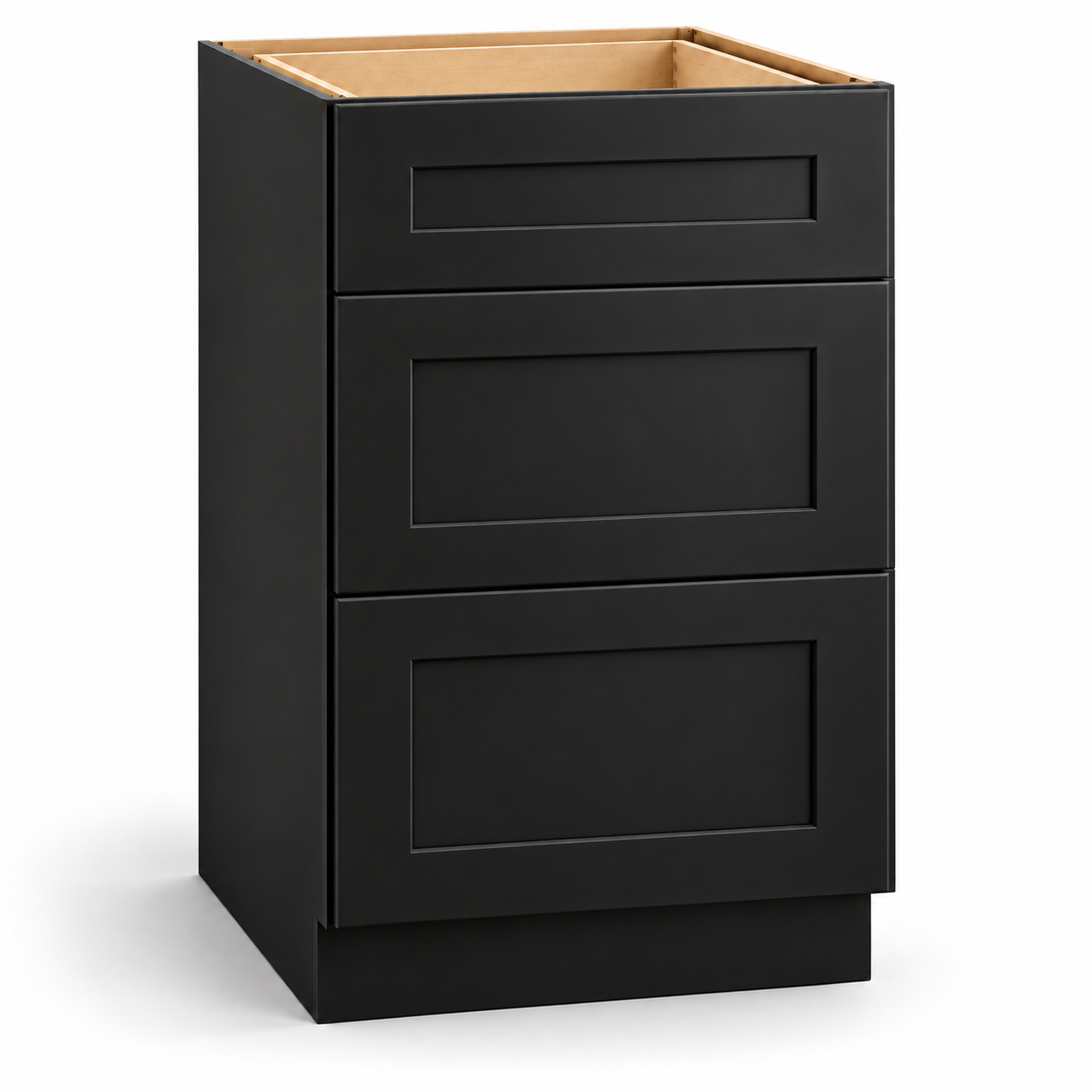 Signature Shaker three-drawer base cabinet in Charcoal Black