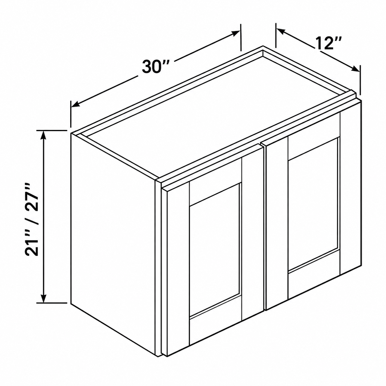Signature Shaker Special-Height Double-Door Wall Cabinet dimensions and configuration