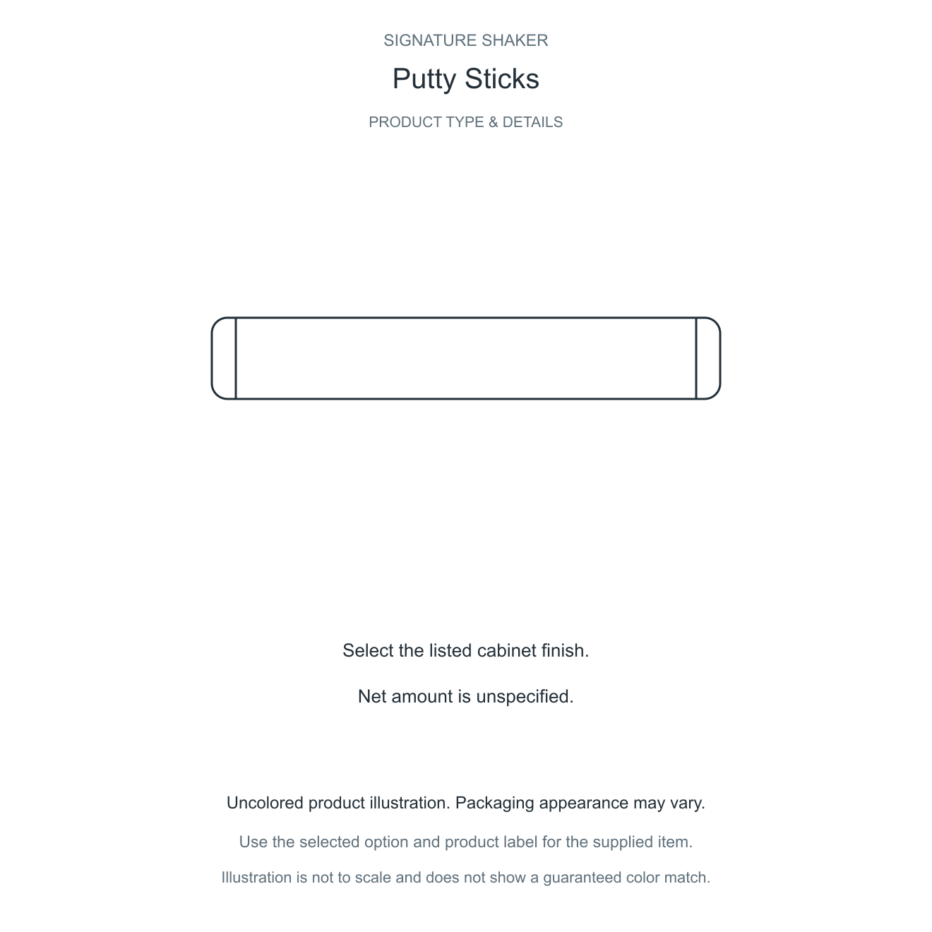 Signature Shaker Putty Sticks complete unbranded product illustration and details