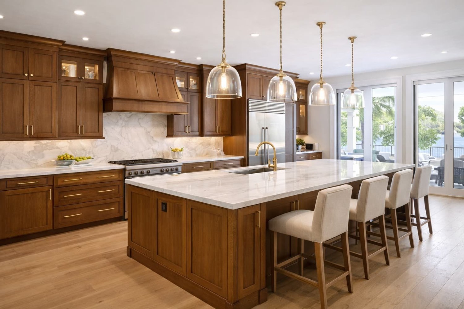 High-end kitchen cabinetry with integrated storage