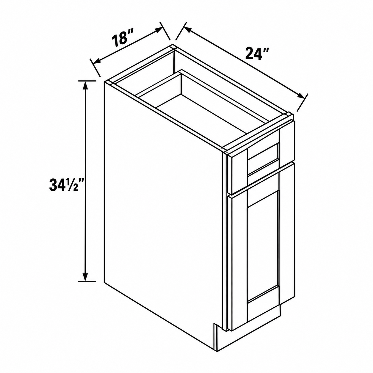 Signature Shaker Double Waste Bin Base Cabinet dimensions and configuration