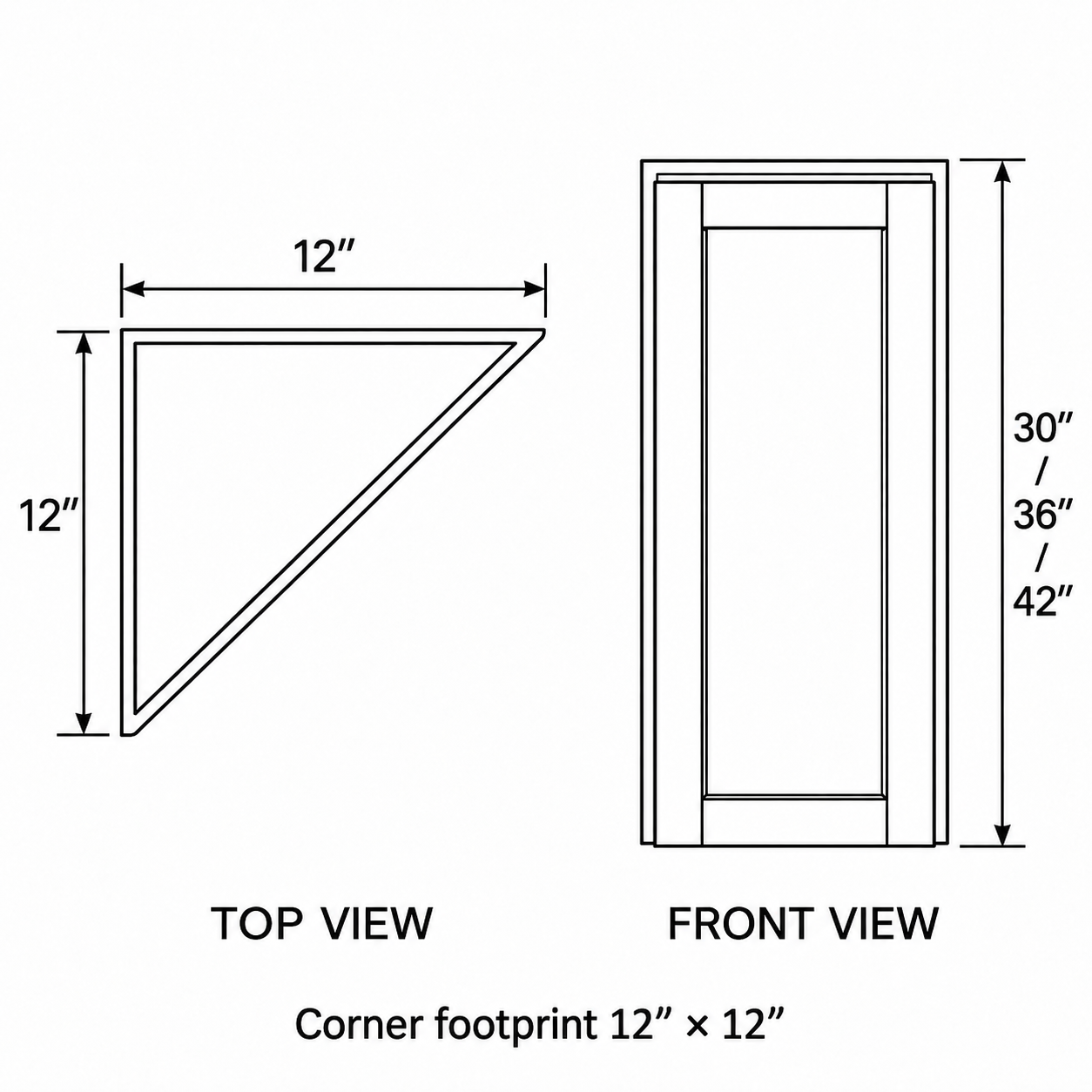 Signature Shaker Single-Door Corner End Wall Cabinet dimensions and configuration
