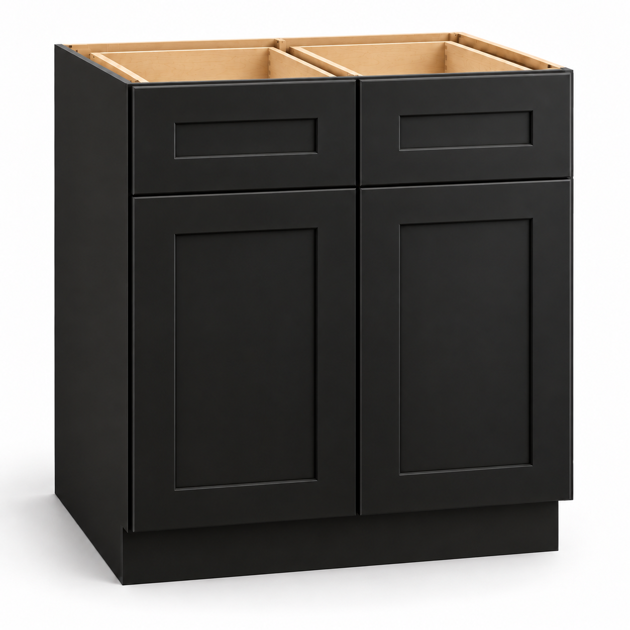 Signature Shaker Charcoal Black base cabinet with two doors and two drawers