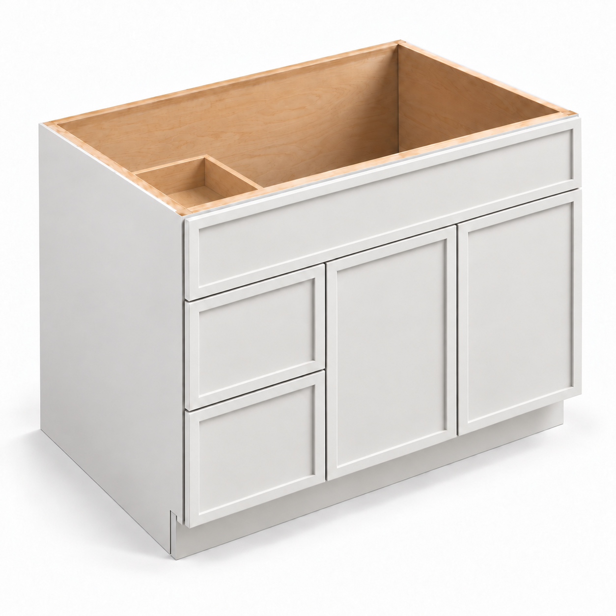 Slim Shaker Vanity Sink Base with Two Drawers on the Left
