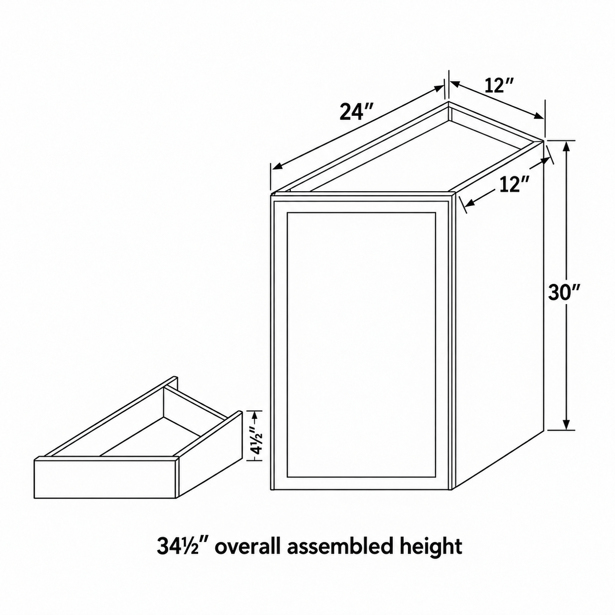 Slim Shaker Angled Base End Cabinet – Dimensions