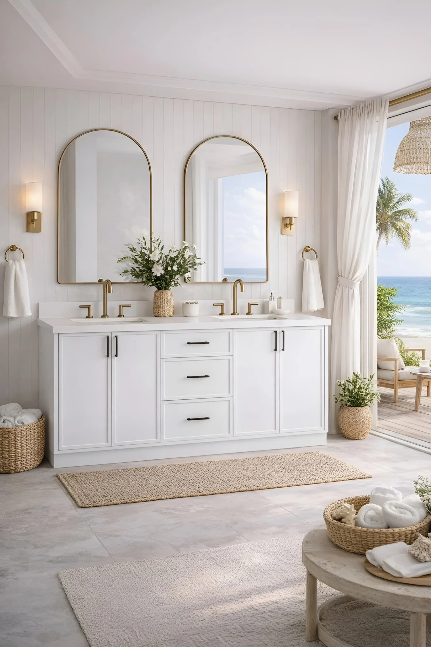 modern bathroom with slim shaker vanity cabinet minimalist design