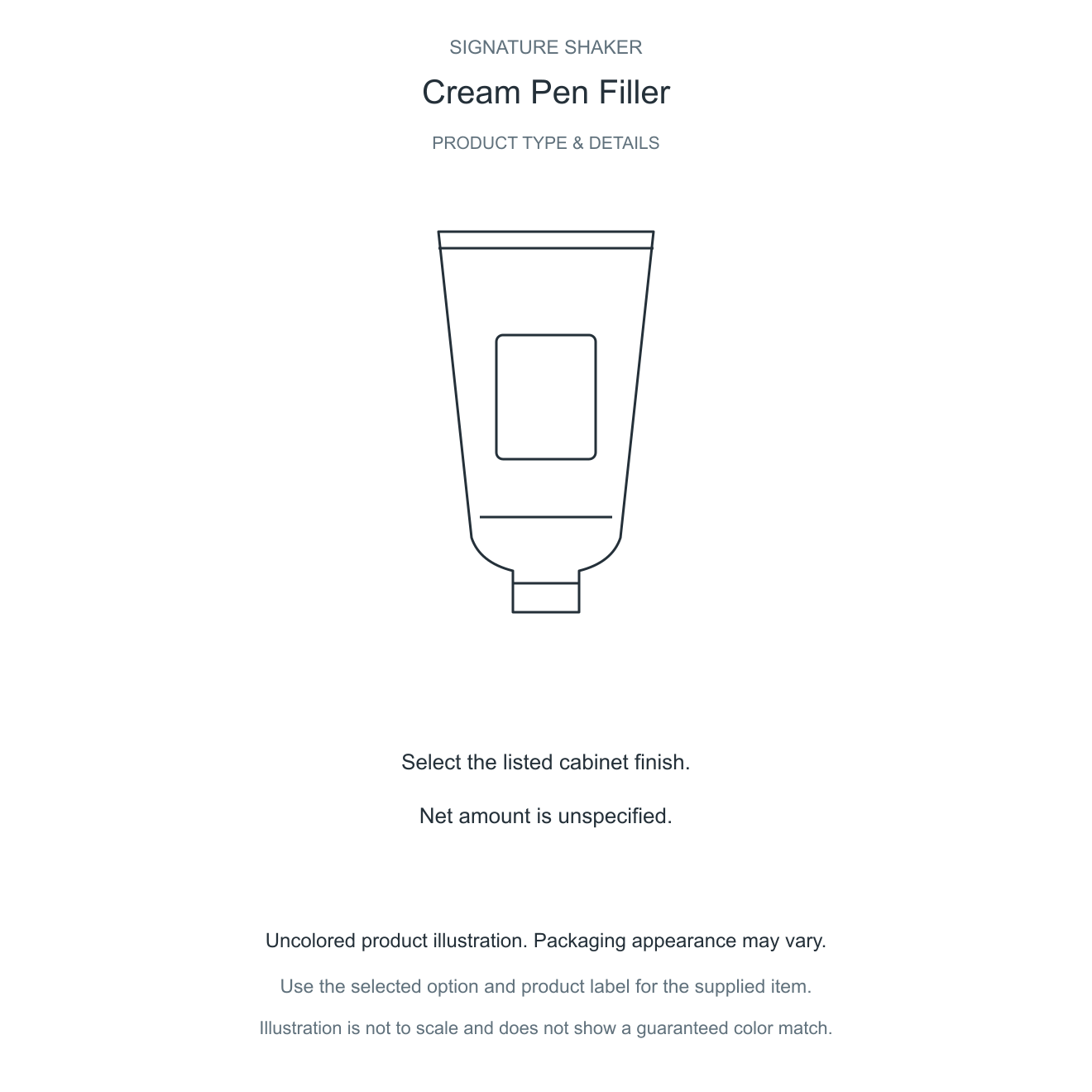 Signature Shaker Cream Pen Filler complete unbranded product illustration and details
