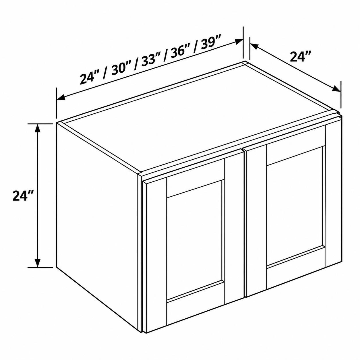 Signature Shaker 24-Inch-High Double-Door Deep Wall Cabinet dimensions and configuration