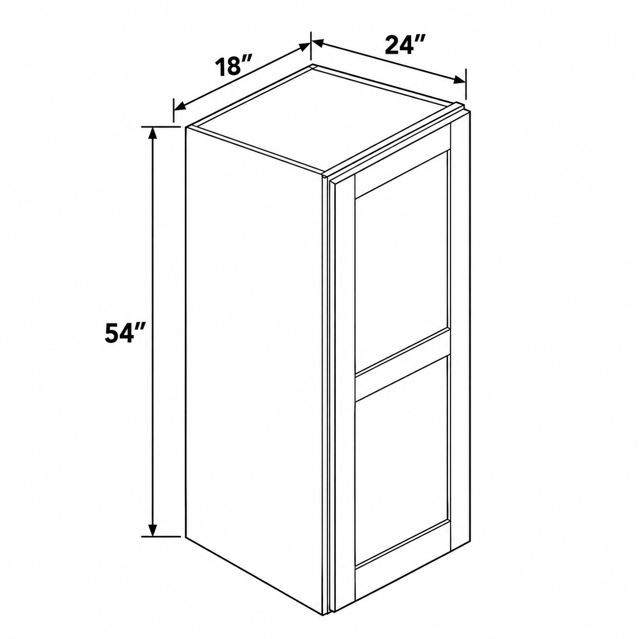Signature Shaker 54-Inch-High Single-Door Deep Wall Cabinet dimensions and configuration