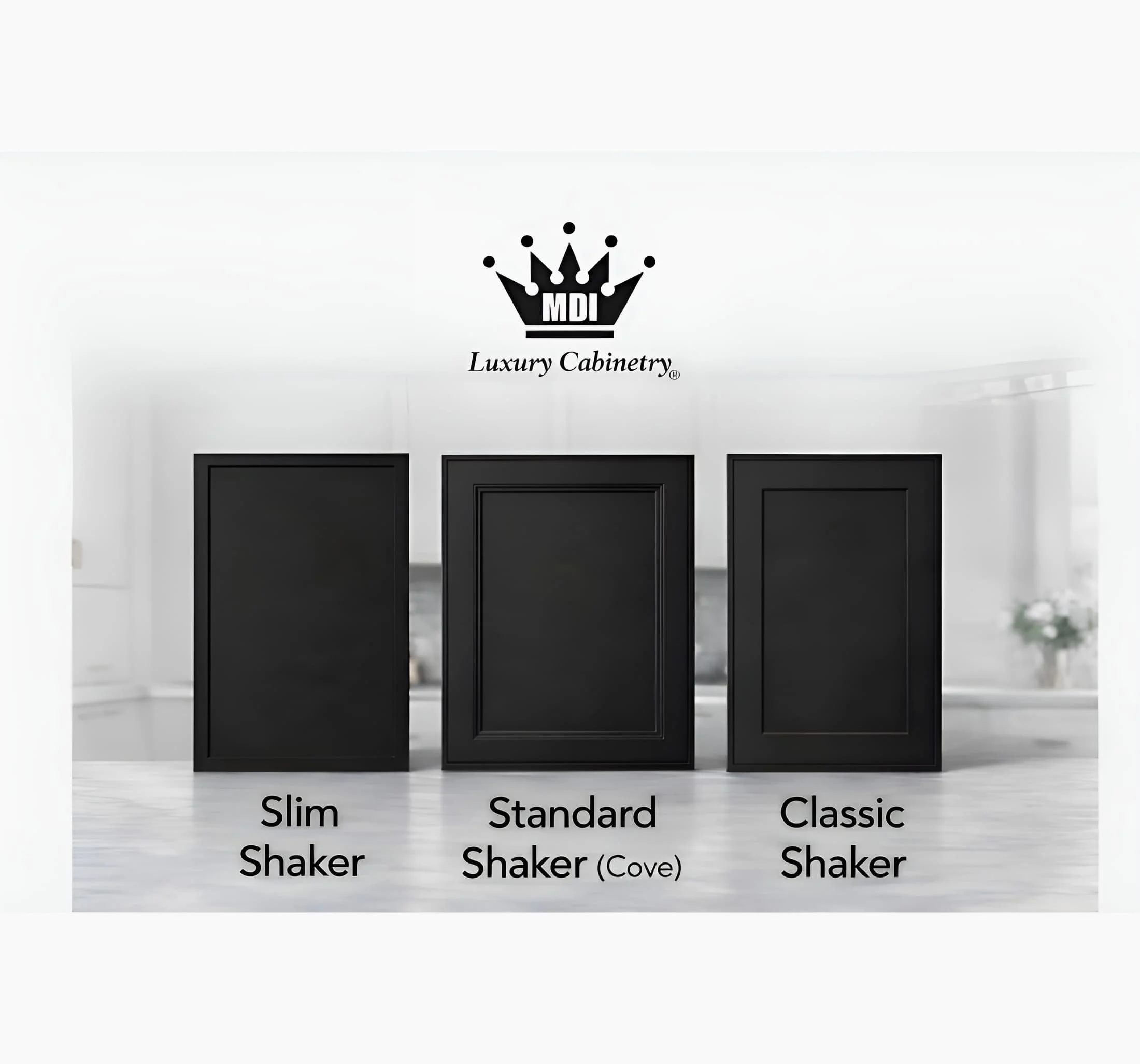 MDI Luxury Cabinetry - Shaker Cabinet Styles: Slim Shaker, Standard Shaker (Cove), Classic Shaker