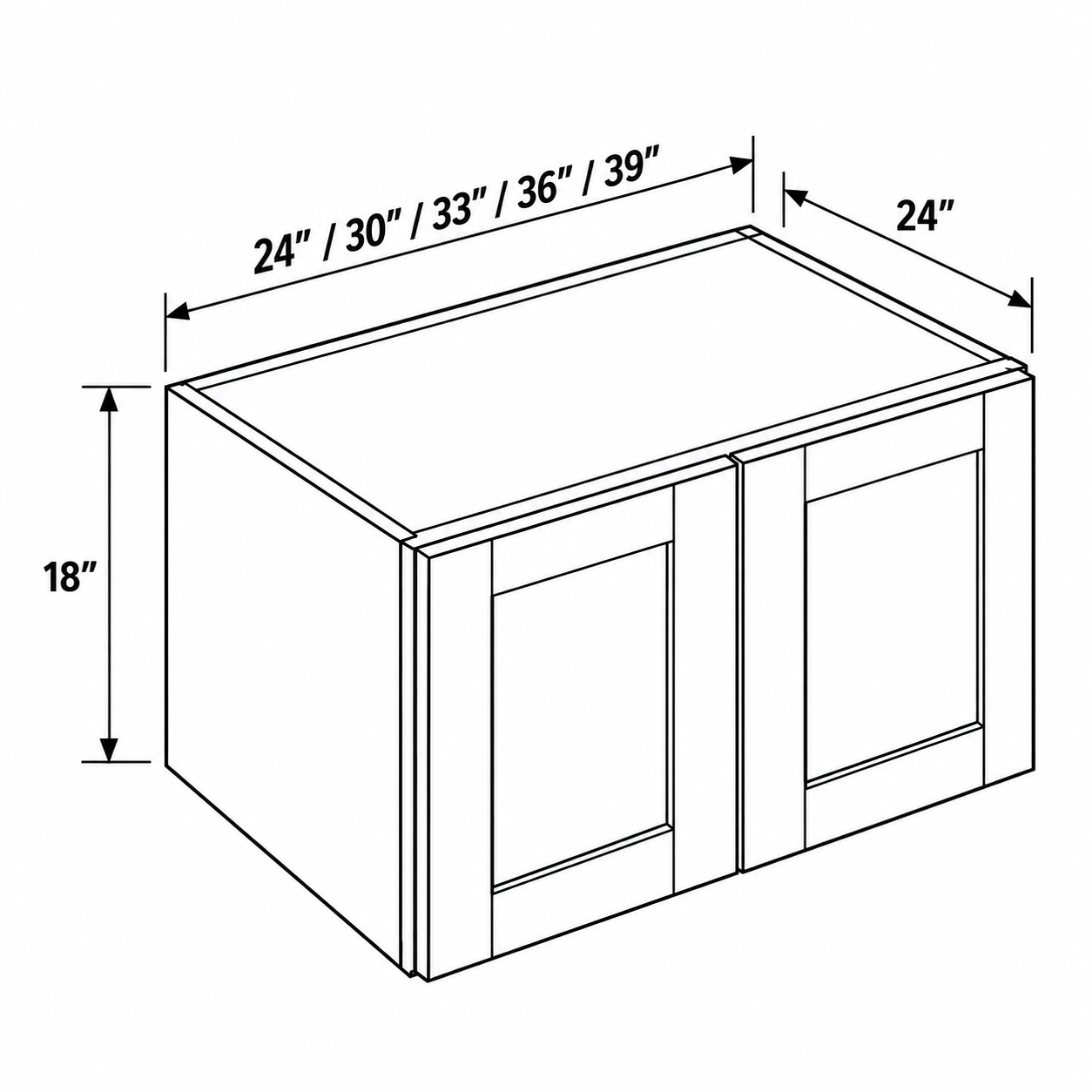 Signature Shaker 18-Inch-High Double-Door Deep Wall Cabinet dimensions and configuration