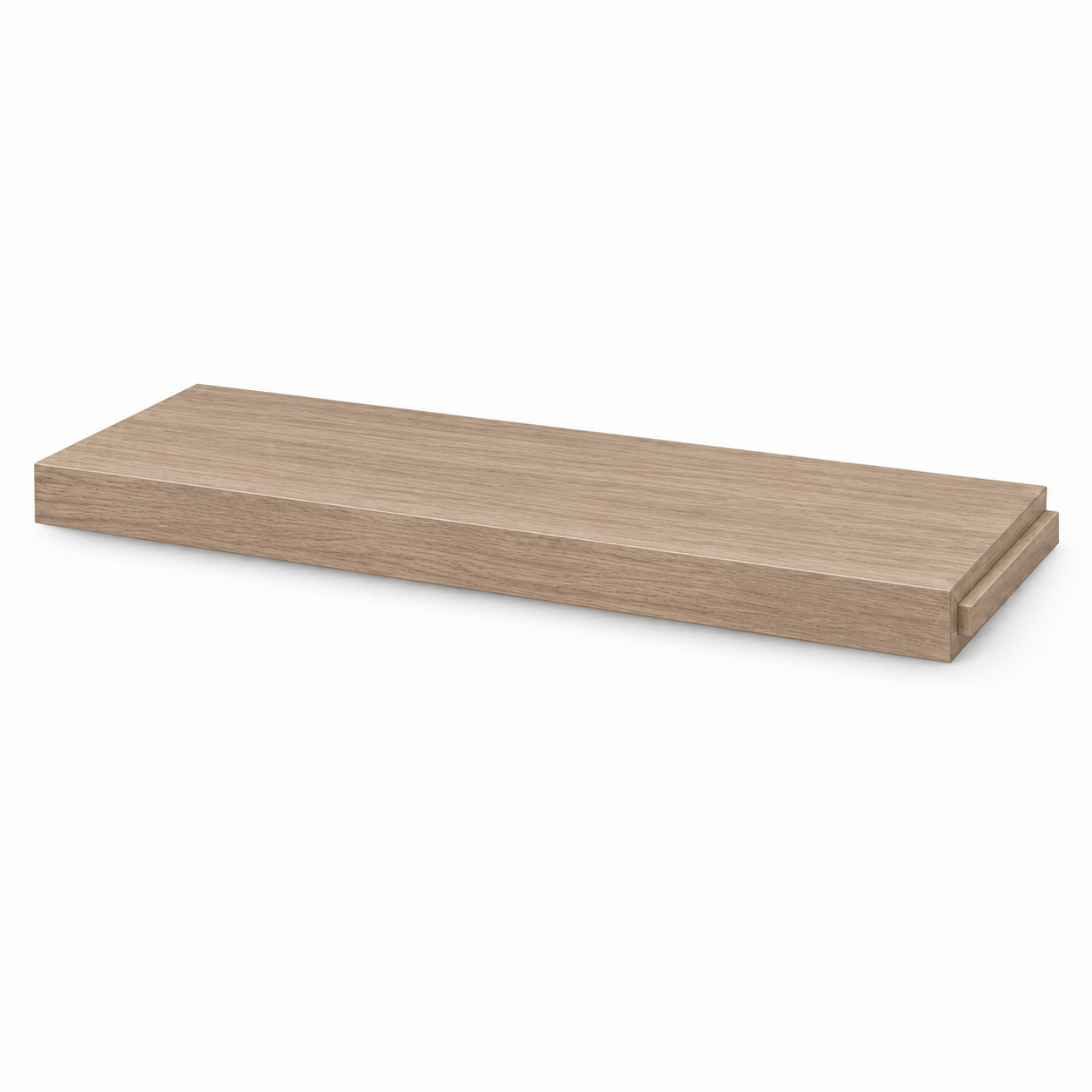 Signature Shaker Floating Shelves — Cotton Oak; complete representative configuration