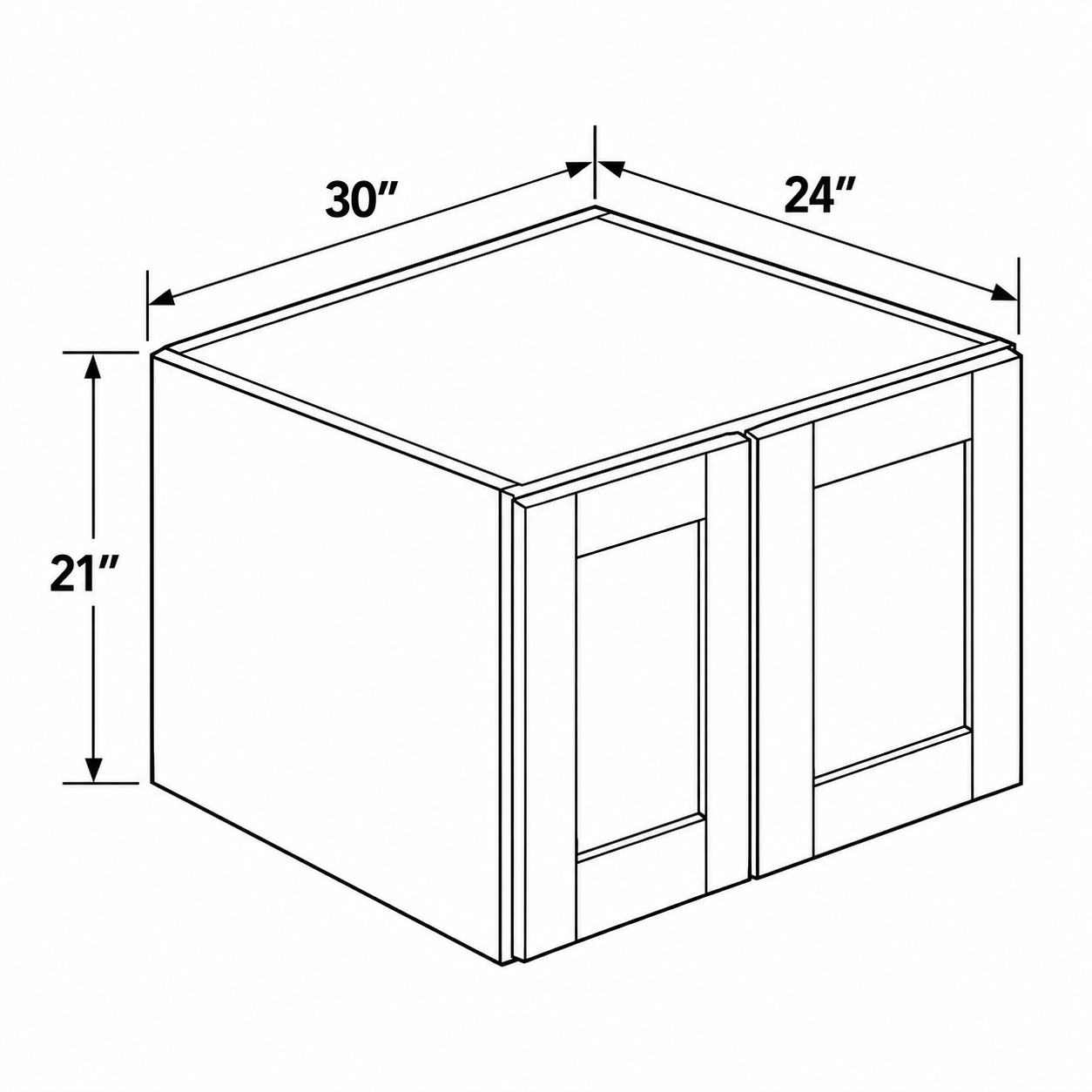 Signature Shaker 21-Inch-High Double-Door Deep Wall Cabinet dimensions and configuration