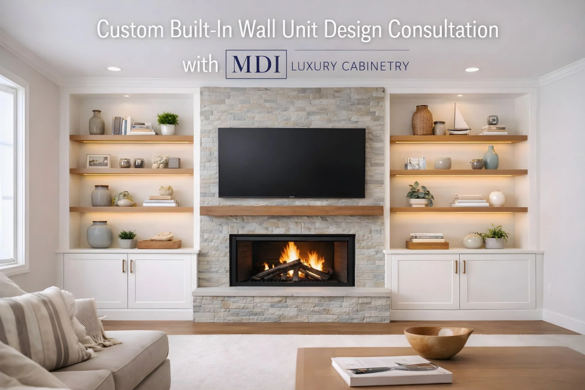 Custom built-in wall unit design consultation with MDI Luxury Cabinetry