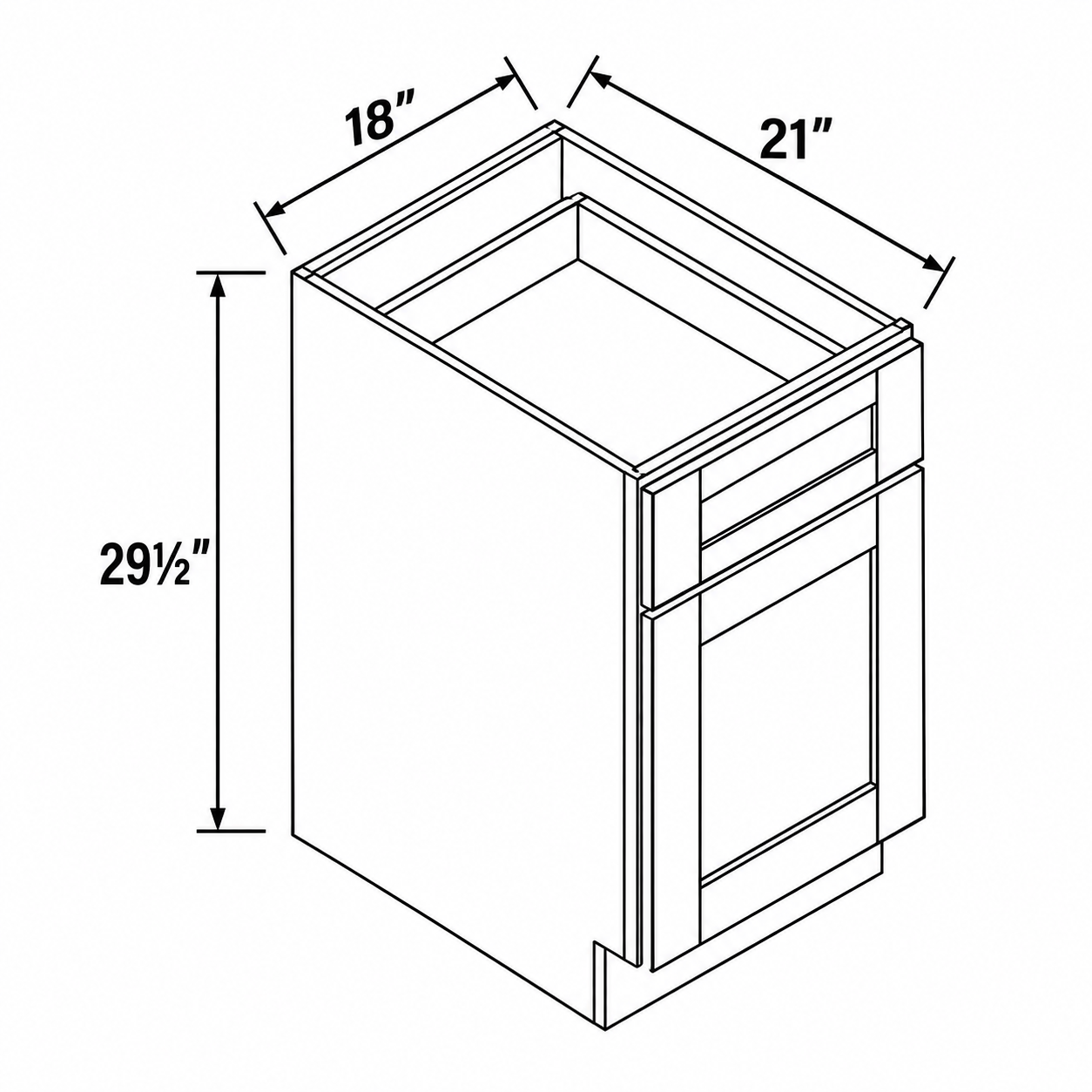 Signature Shaker Two-Drawer File Base Cabinet dimensions and configuration