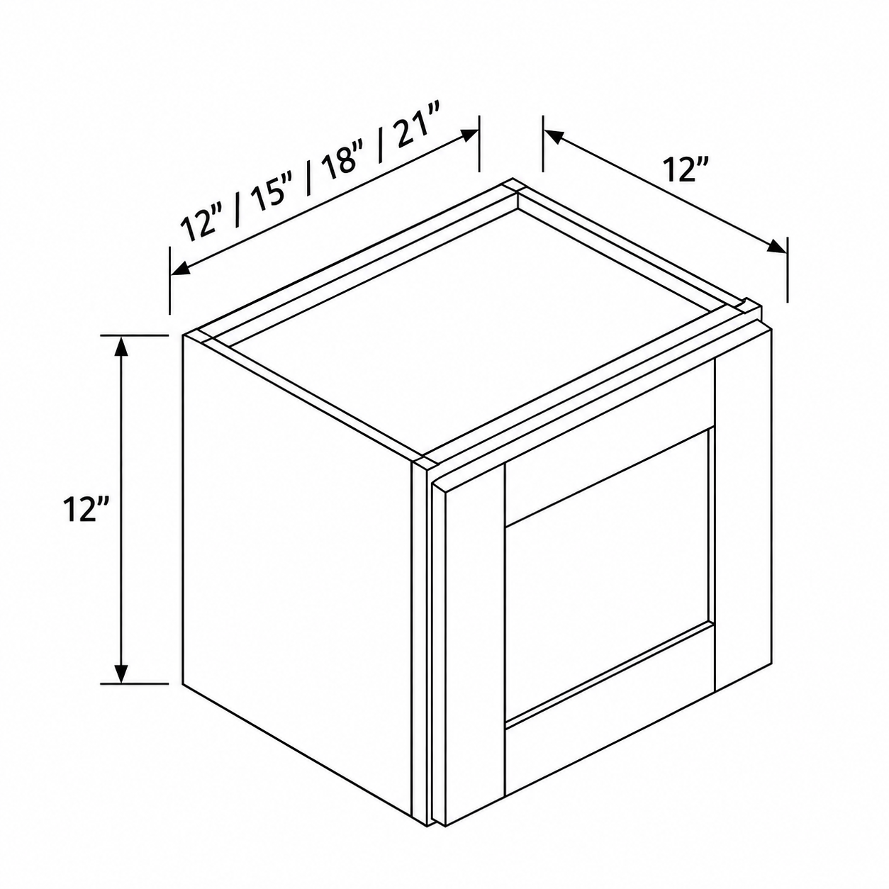 Signature Shaker 12-Inch Single-Door Wall Cabinet dimensions and configuration