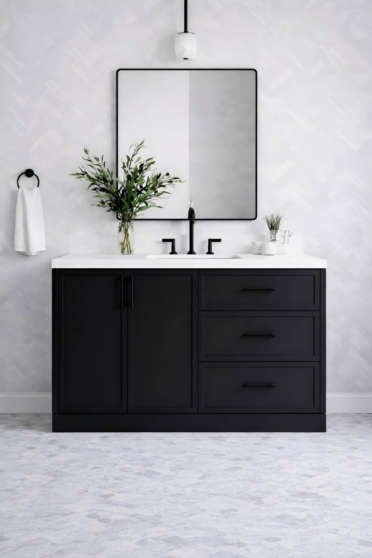 modern slim shaker bathroom vanity cabinet clean lines narrow rails