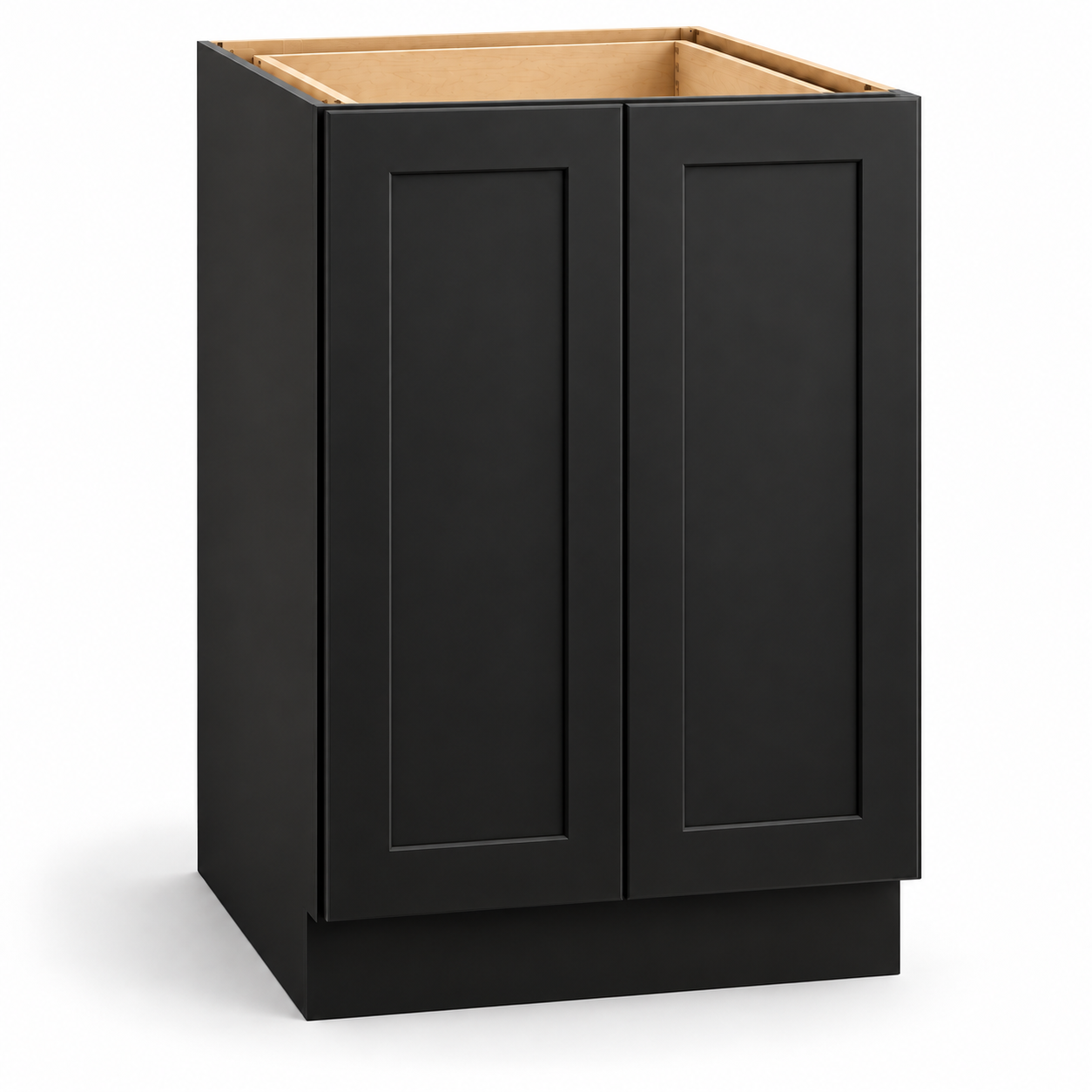 Signature Shaker full-height double-door base cabinet in Charcoal Black, two doors and no drawers