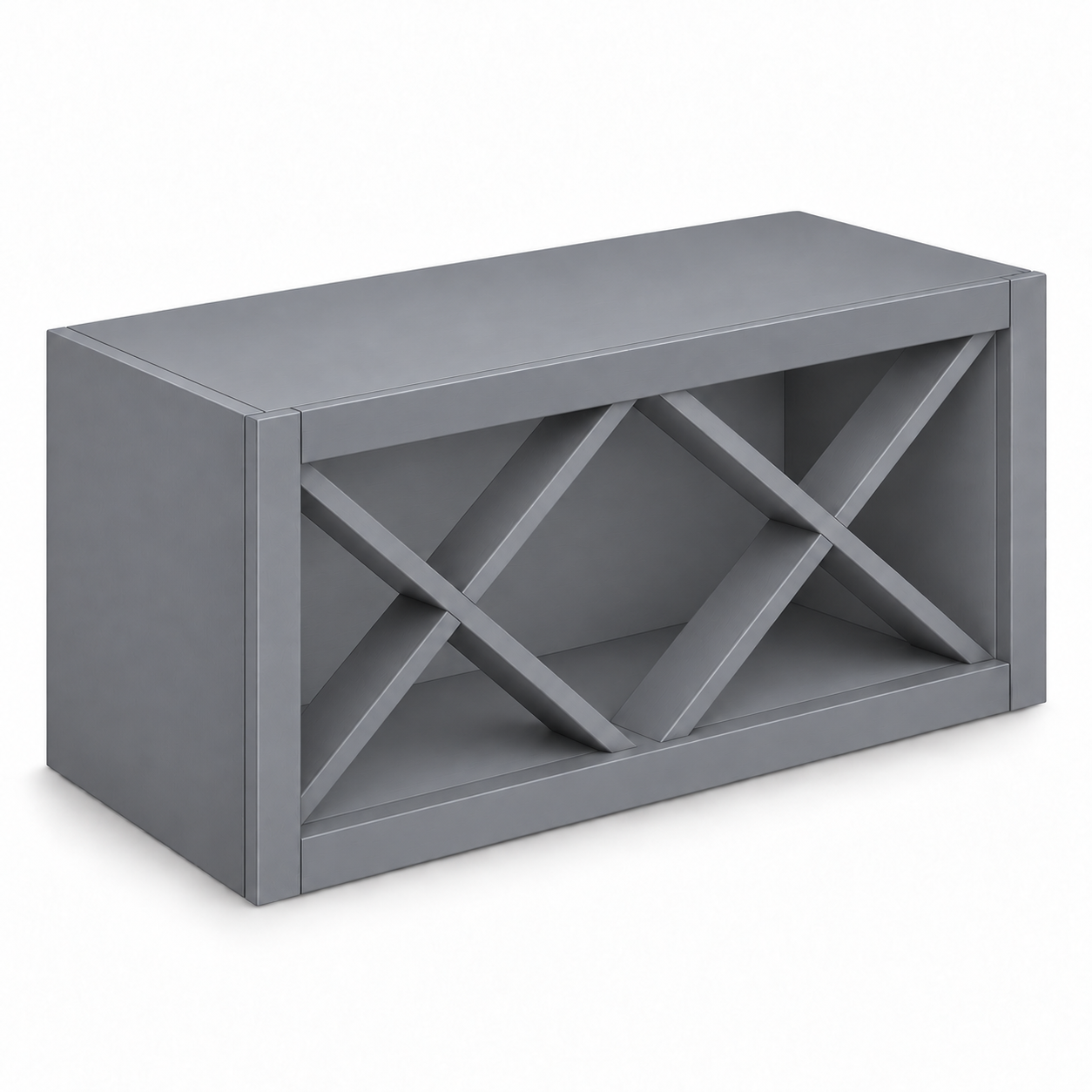 X-divider wine wall cabinet in Pebble Gray — representative configuration