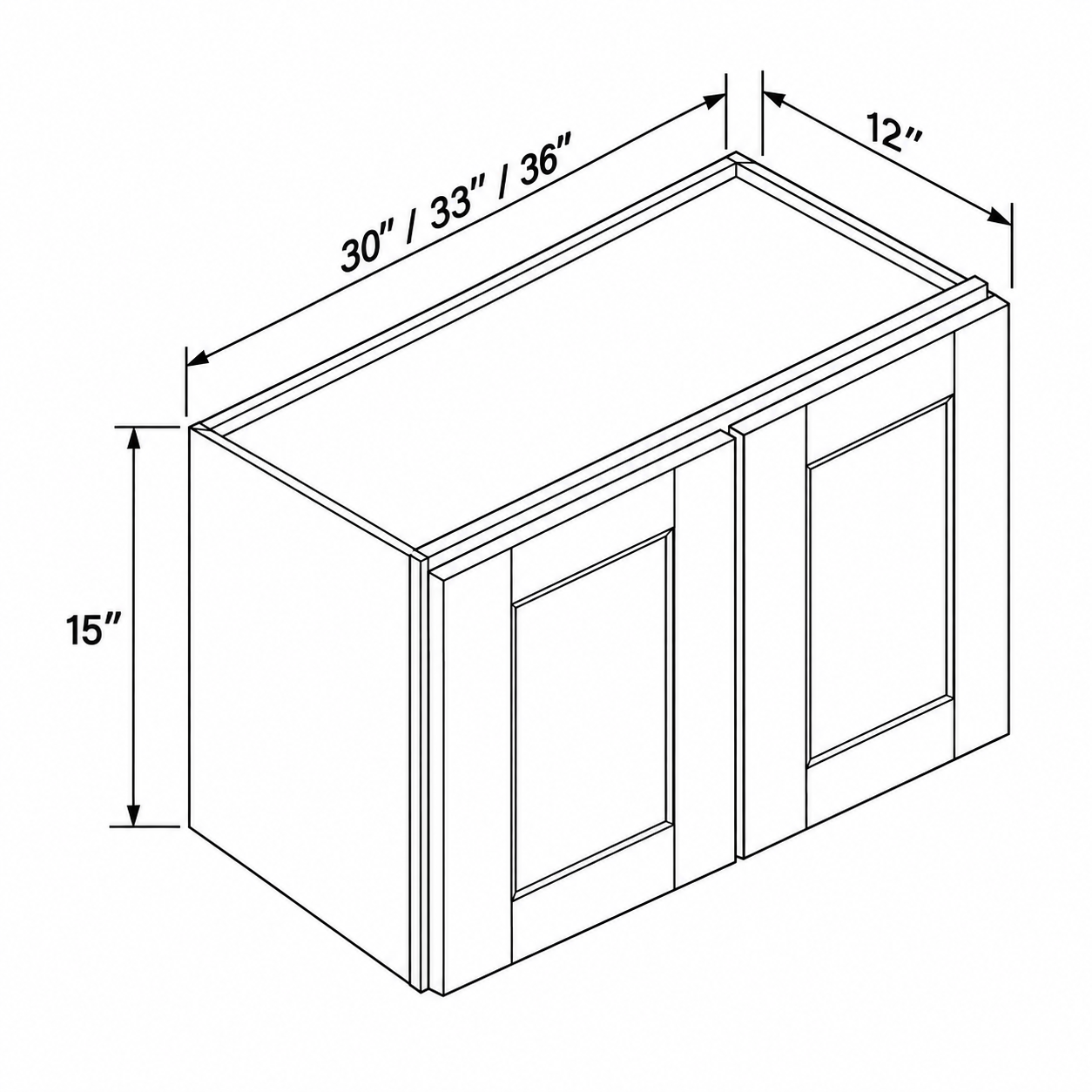 Signature Shaker 15-Inch Double-Door Wall Cabinet dimensions and configuration