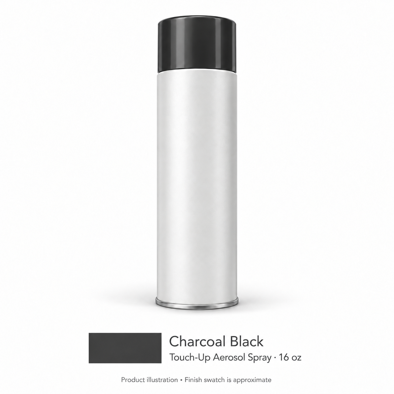 Signature Shaker Touch-Up Aerosol Spray for Charcoal Black; neutral product illustration with approximate finish swatch