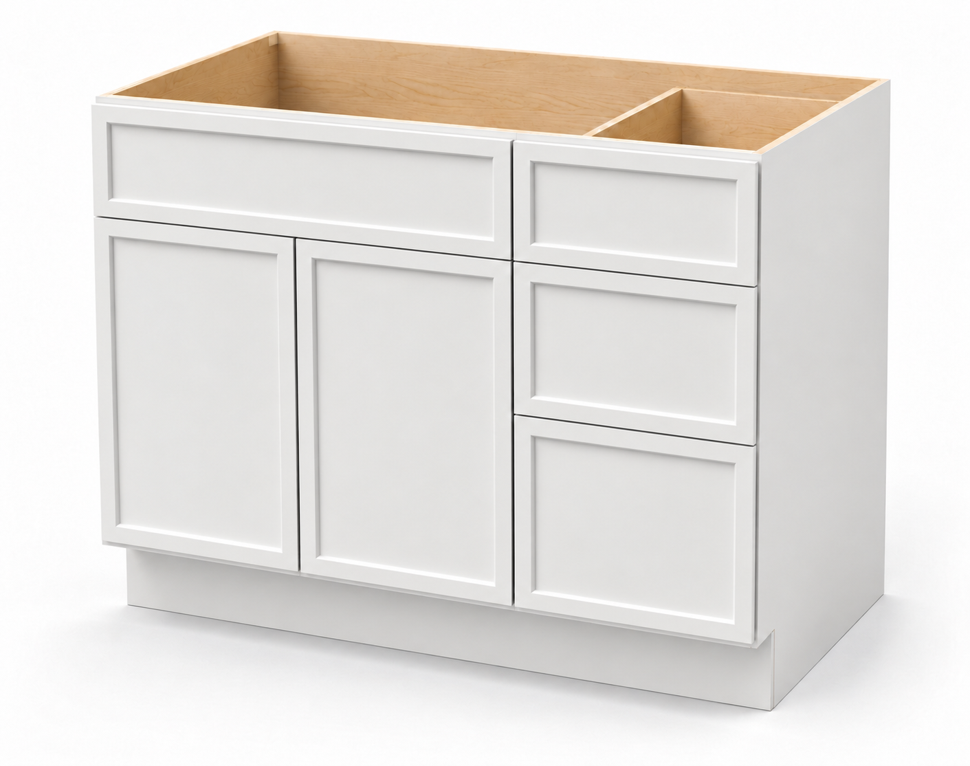 Slim Shaker Vanity Sink Base with Three Drawers on the Right