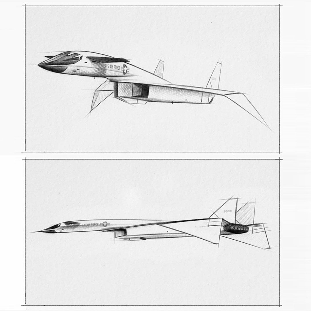 These beautiful sketches of the XB-70 Valkyrie are by @iankettle The plane is a 1960s prototype bomber and later supersonic research aircraft that was ultimately cancelled.
.
.
.
.
.
#aircraft #design #vehicledesign #painting #conceptart #transportat