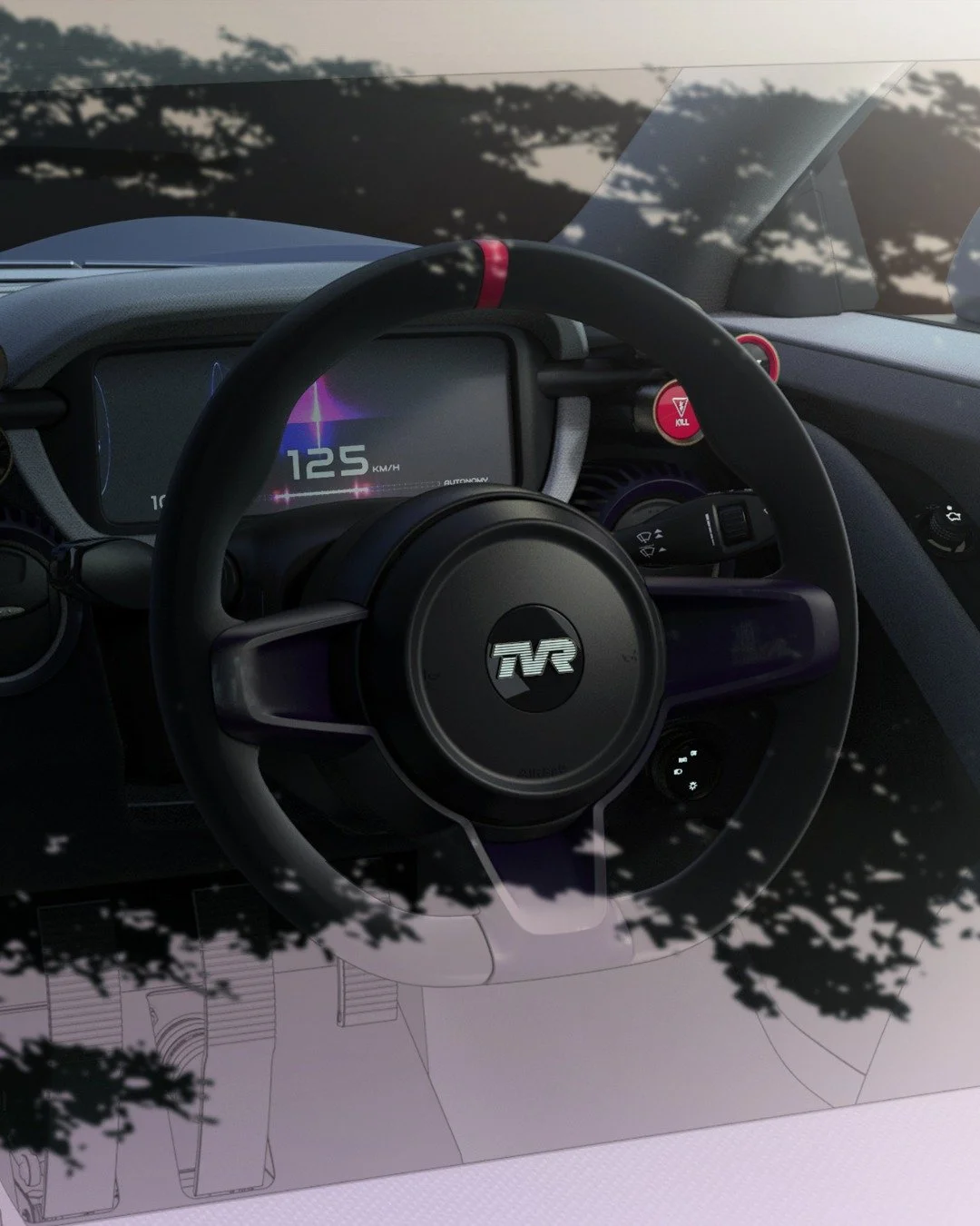 Brand to Product #9. Interior Design for the new TVR Griffith.

Our digital design sketches illustrate the evolution from concept to cockpit, with every detail refined to enhance the &ldquo;spirit of driving&rdquo;. True to the TVR ethos, the interio