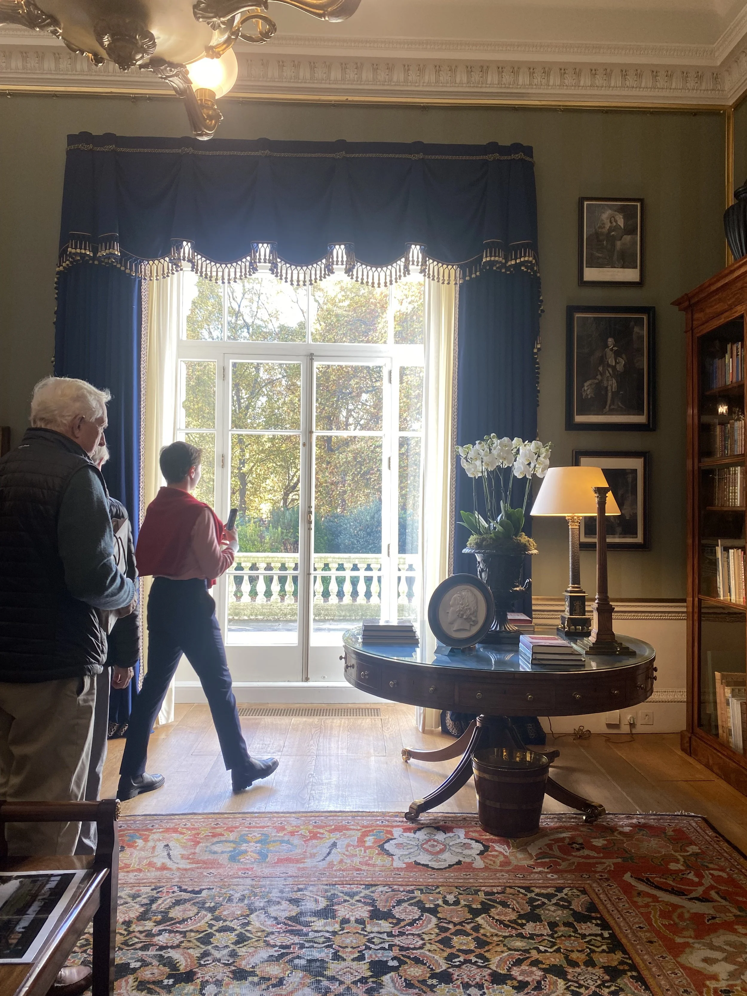 The French doors in the Library open onto a terrace facing Green Park