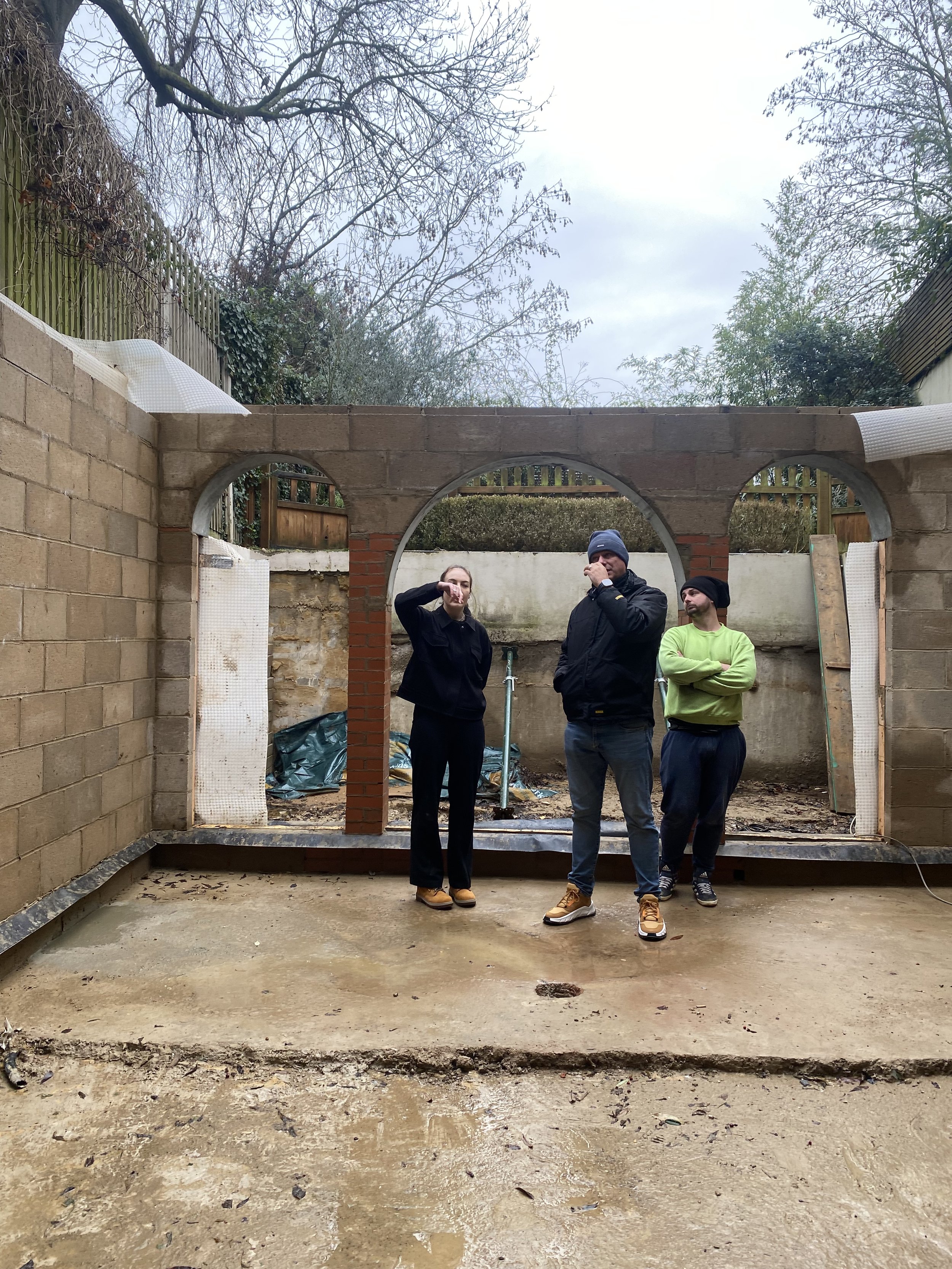 A building site with arches in London Belsize park