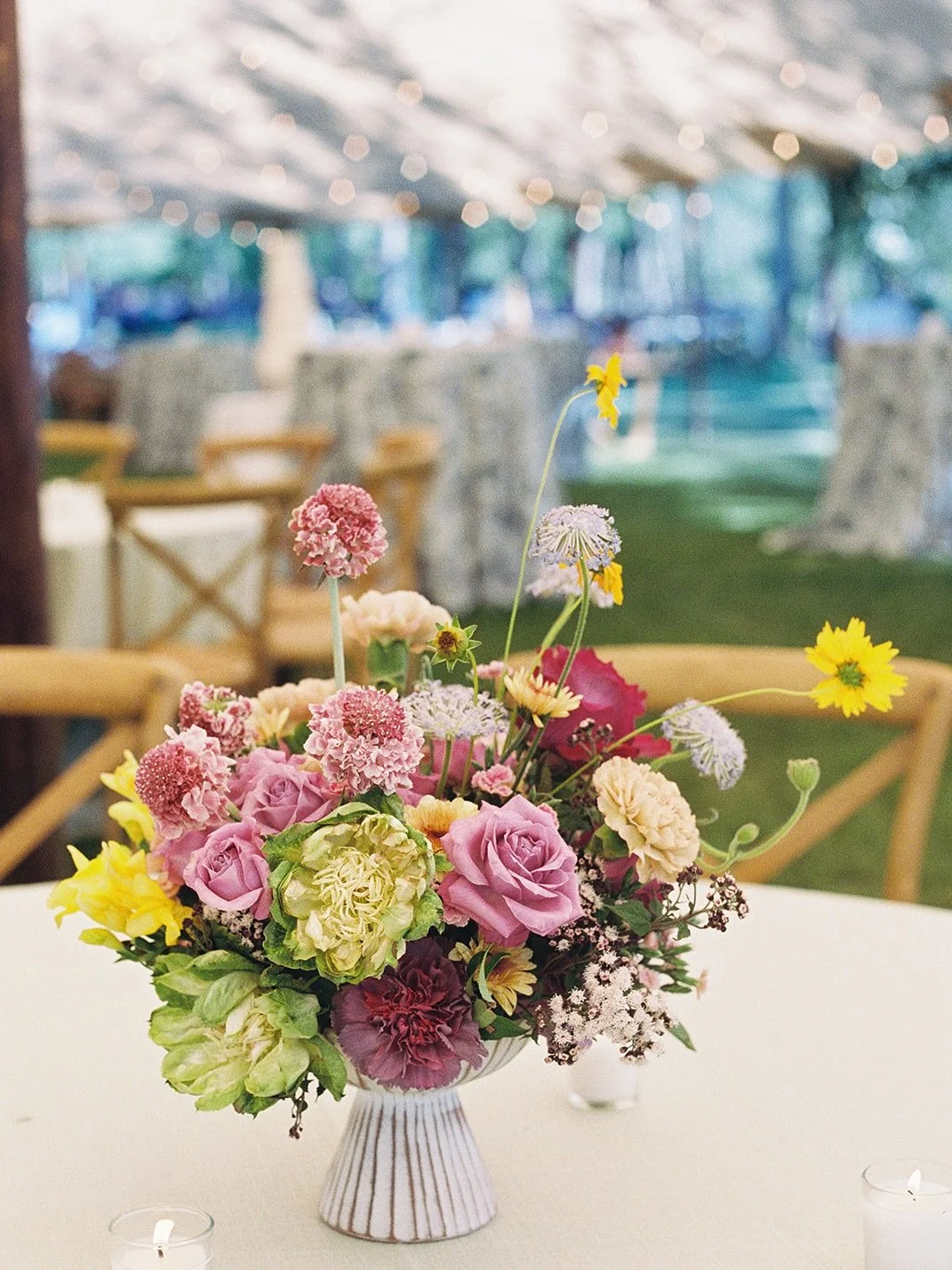 Prettiest little compotes full of color and personality for this brazos riverside wedding near Waco TX.