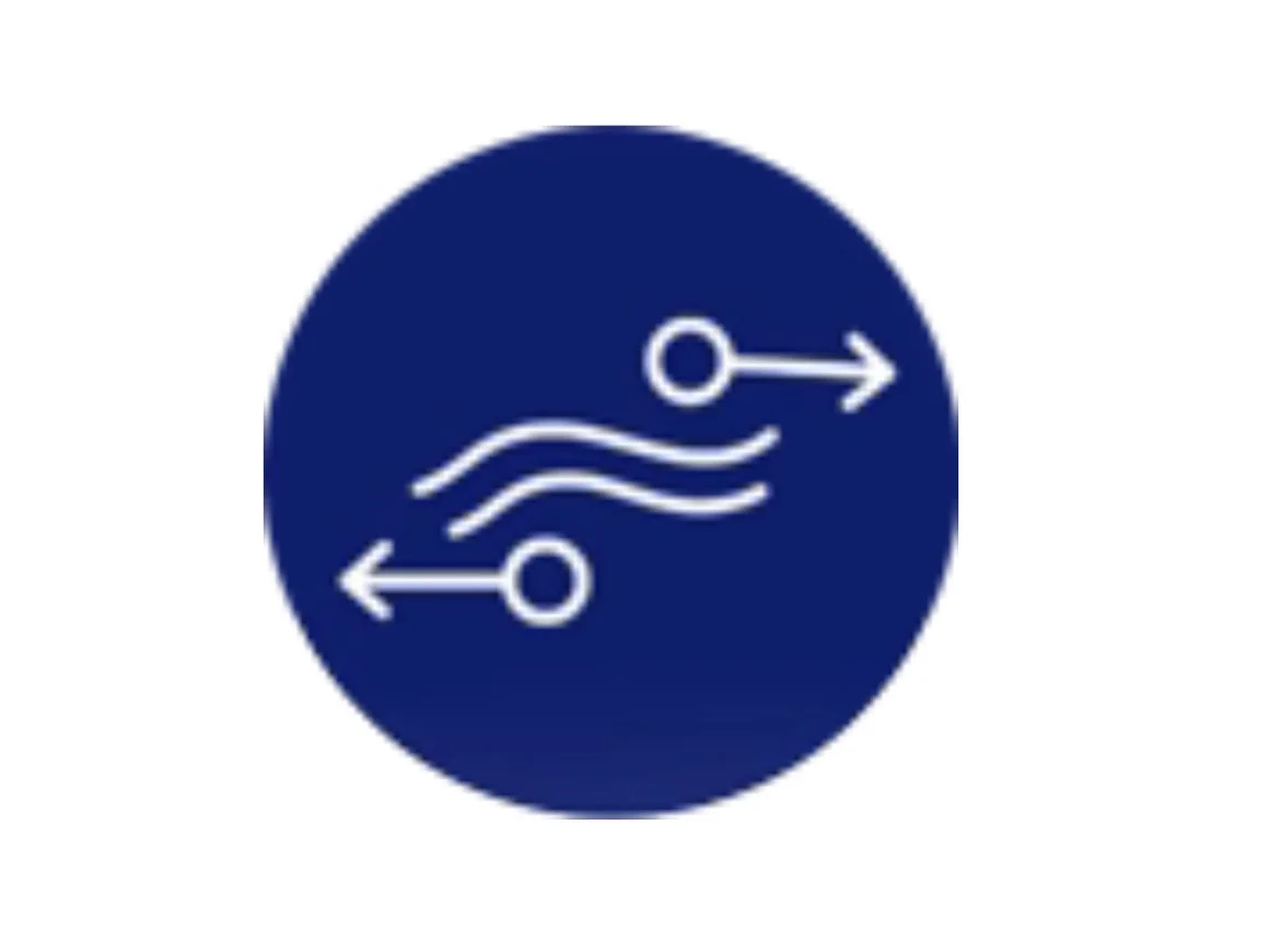 Environmental sensor icon with two arrows and wavy lines
