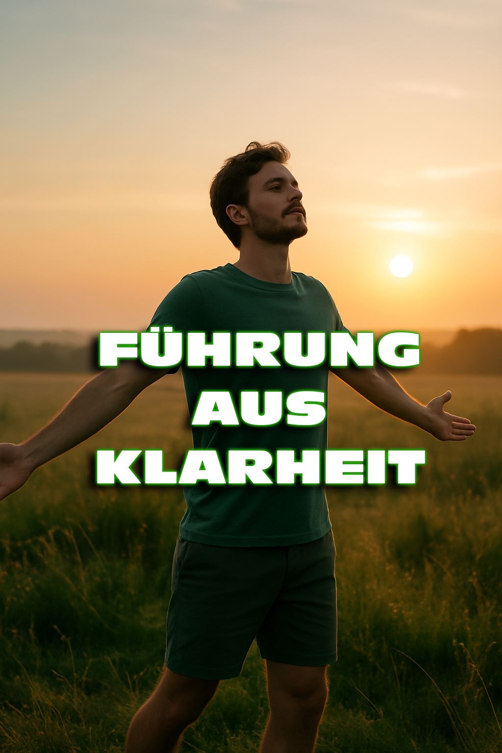 Mann in grün in Tai Chi Haltung