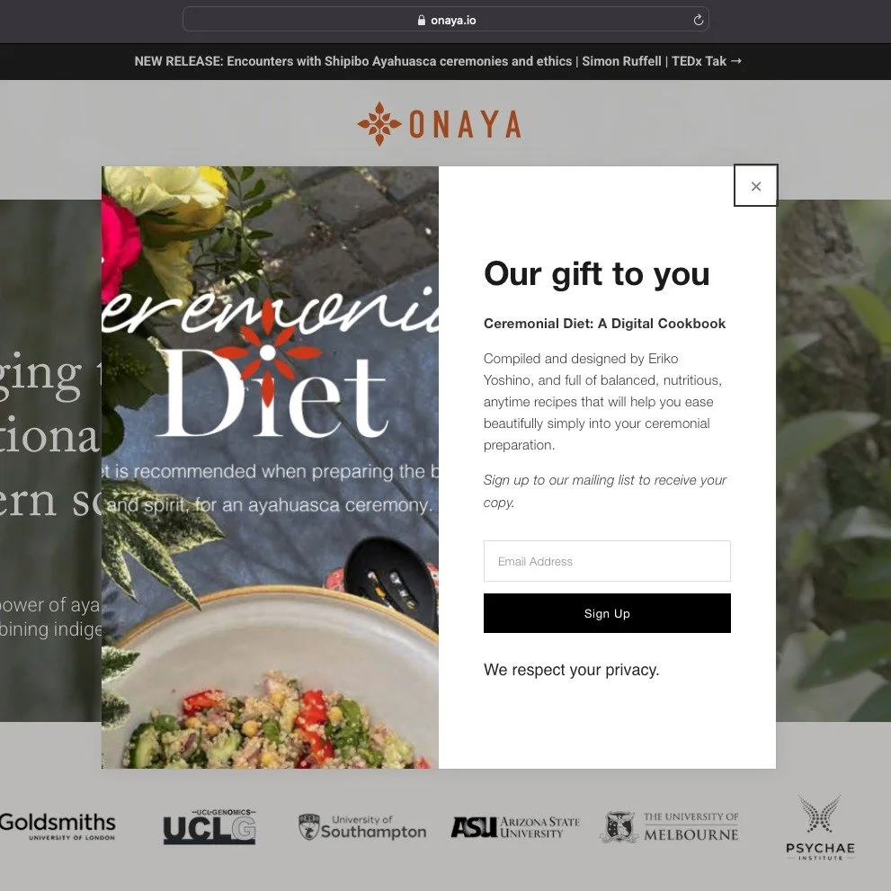 Don't miss out on &quot;Ceremonial Diet: A Digital Cookbook&quot; &mdash; packed with simple, clean recipes using everyday ingredients!👩🏻&zwj;🍳

✉️ Sign up for the Onaya mailing list at onaya.io to grab your copy before it's gone! 🌿