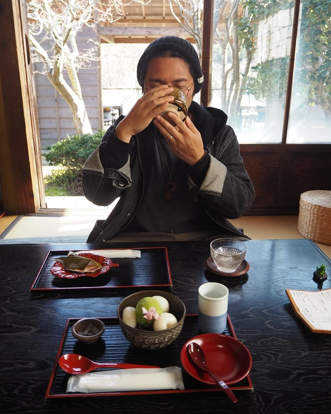 Shuzenji carried a stillness that stayed with me.

A place where history, nature, and silence seem to breathe together.

warm tea in quiet wooden rooms,
early blossoms drifting beside the river,
water flowing endlessly through old stone,
and the sea 