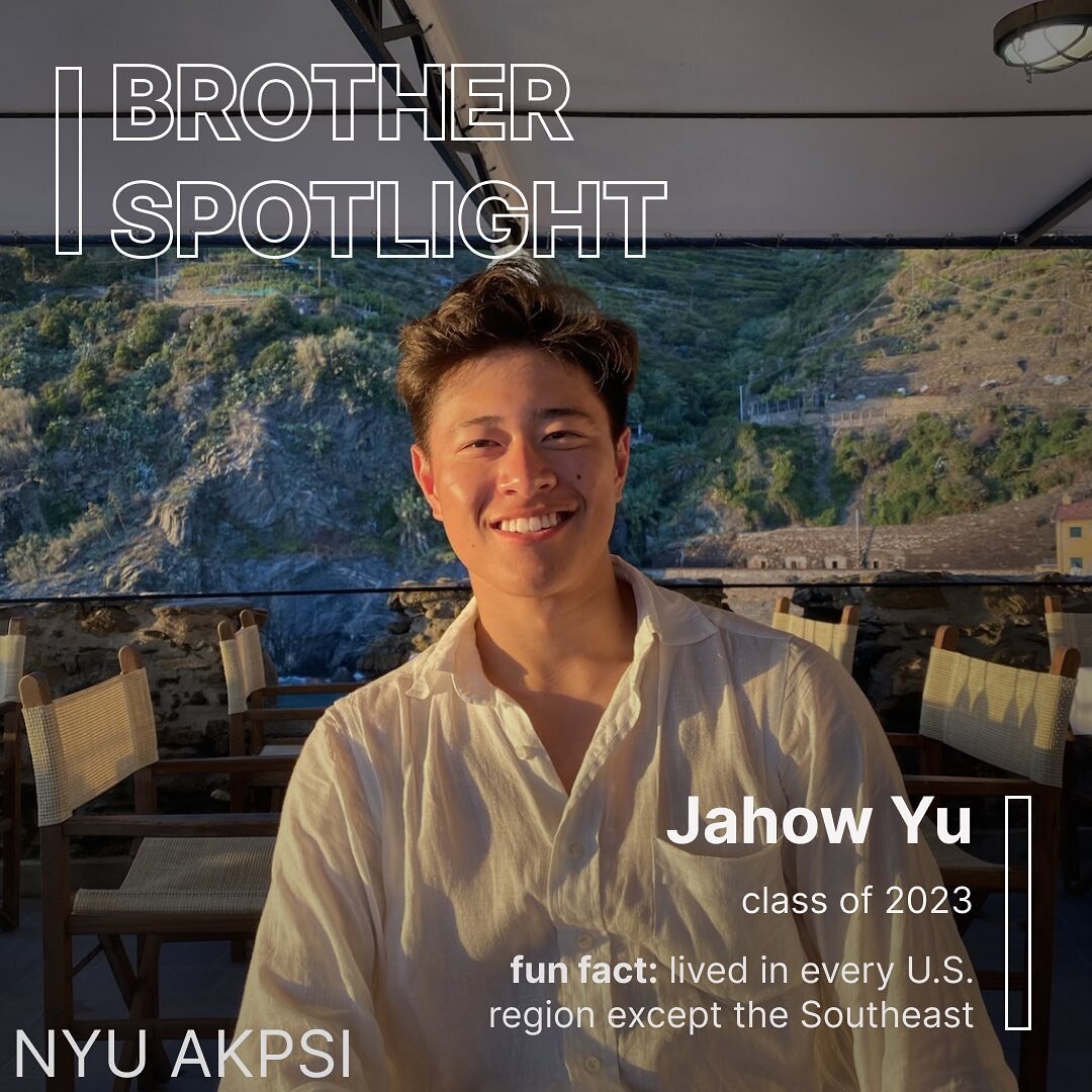 Meet Brother (and our MOR) Jahow Yu of the Alpha Xi class! He&rsquo;s a senior with a finance concentration &amp; minor in BEMT. He&rsquo;ll be a full-time growth equity investment analyst at Adam Street Partners. Fun fact, he&rsquo;s lived in every 