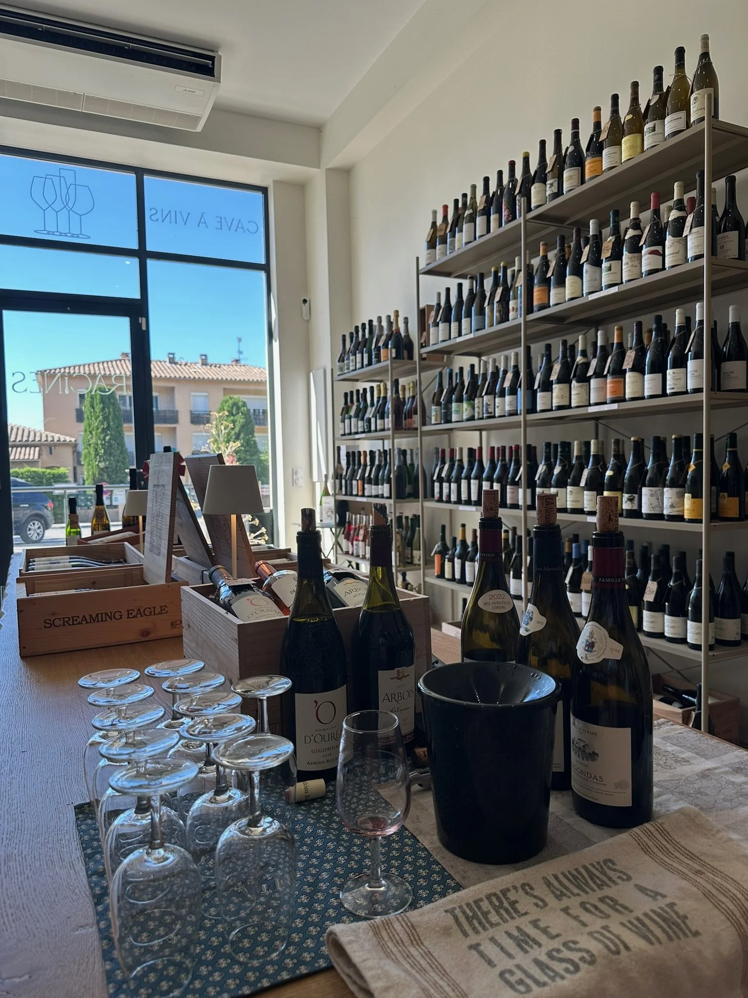 Curated collection of artisan and natural wines at Racines, Bonnieux -a must-visit destination for wine enthusiasts in the Luberon.