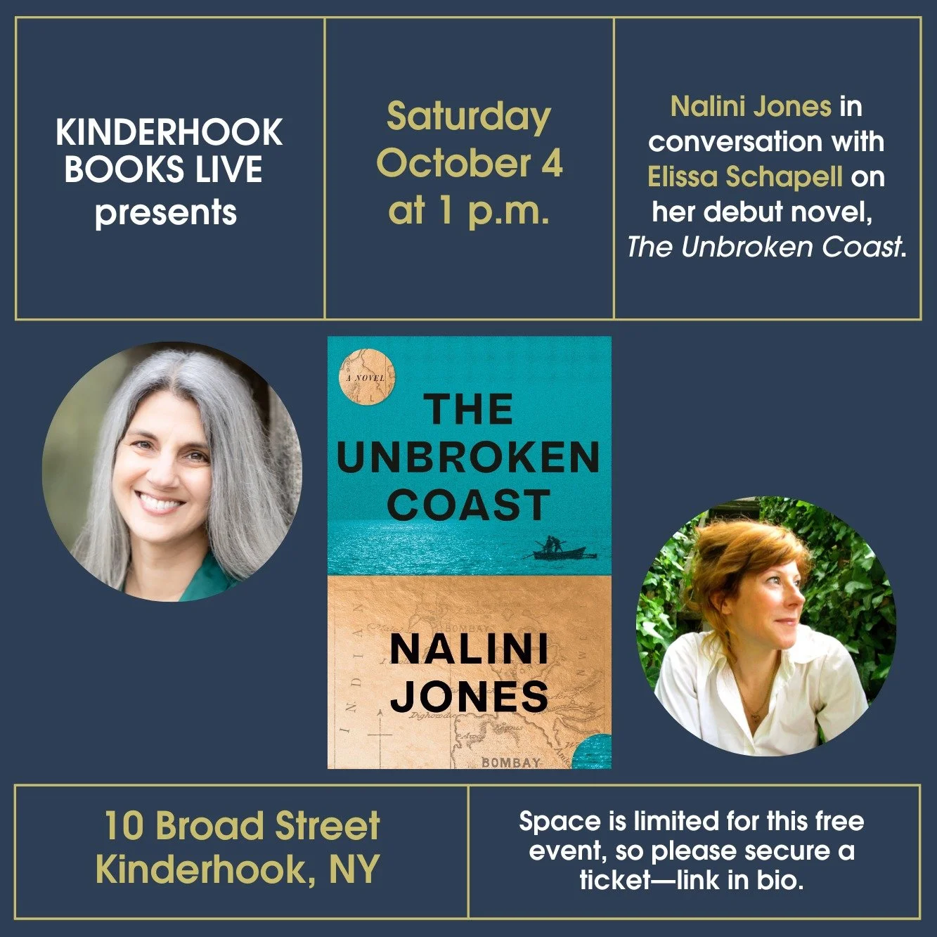 We have more friends coming over this weekend! Join us in the Wine Garden on Saturday afternoon, when Nalini Jones will be in conversation with Elissa Schapell on her new novel, The Unbroken Coast. Grab your tickets in our bio! 

ABOUT THE BOOK
A stu