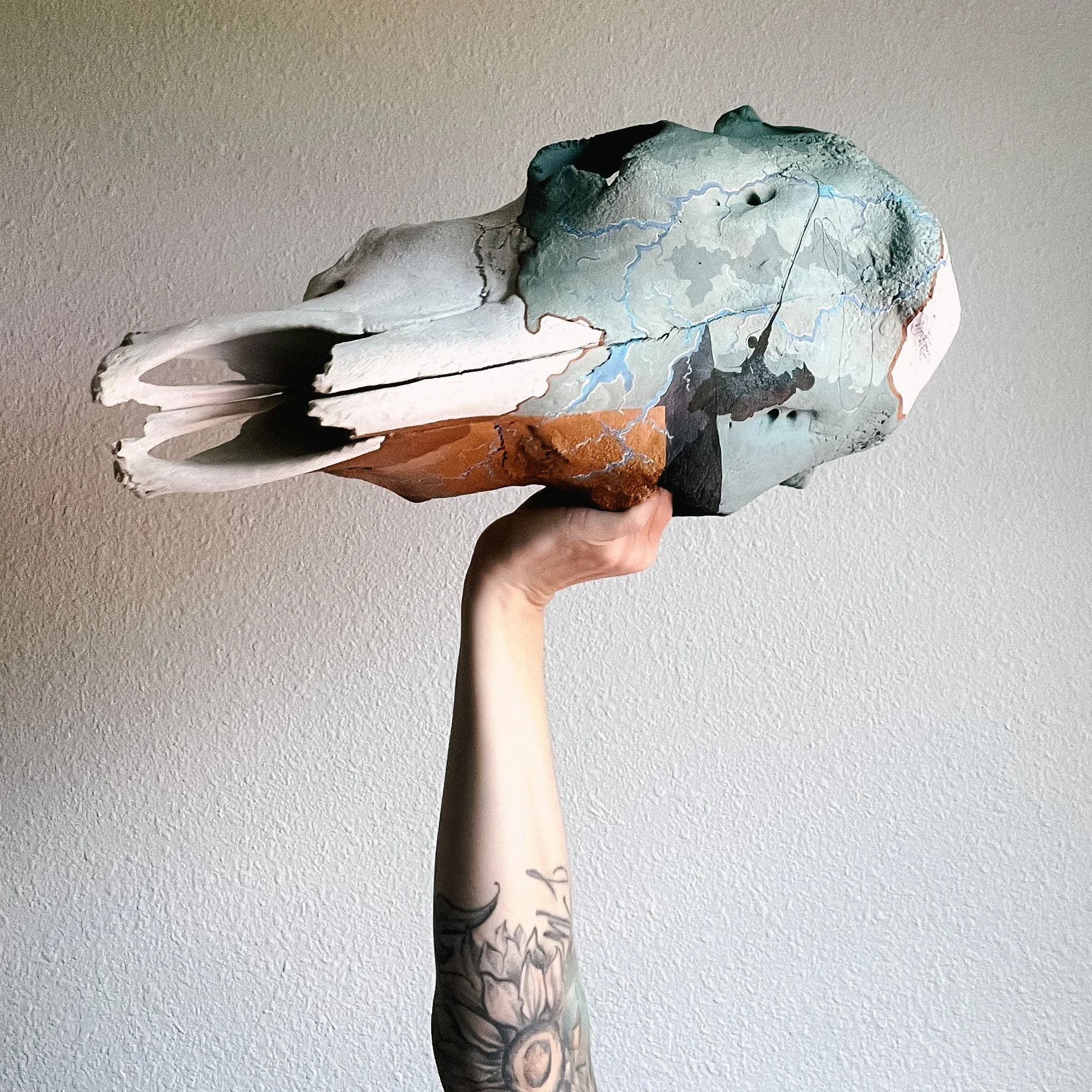 SOLD | Custom piece painted for a fly fishermen and his two favorite rivers - the Fallatin and Madison flowing north from Wyoming, Yellowstone area to Montana.