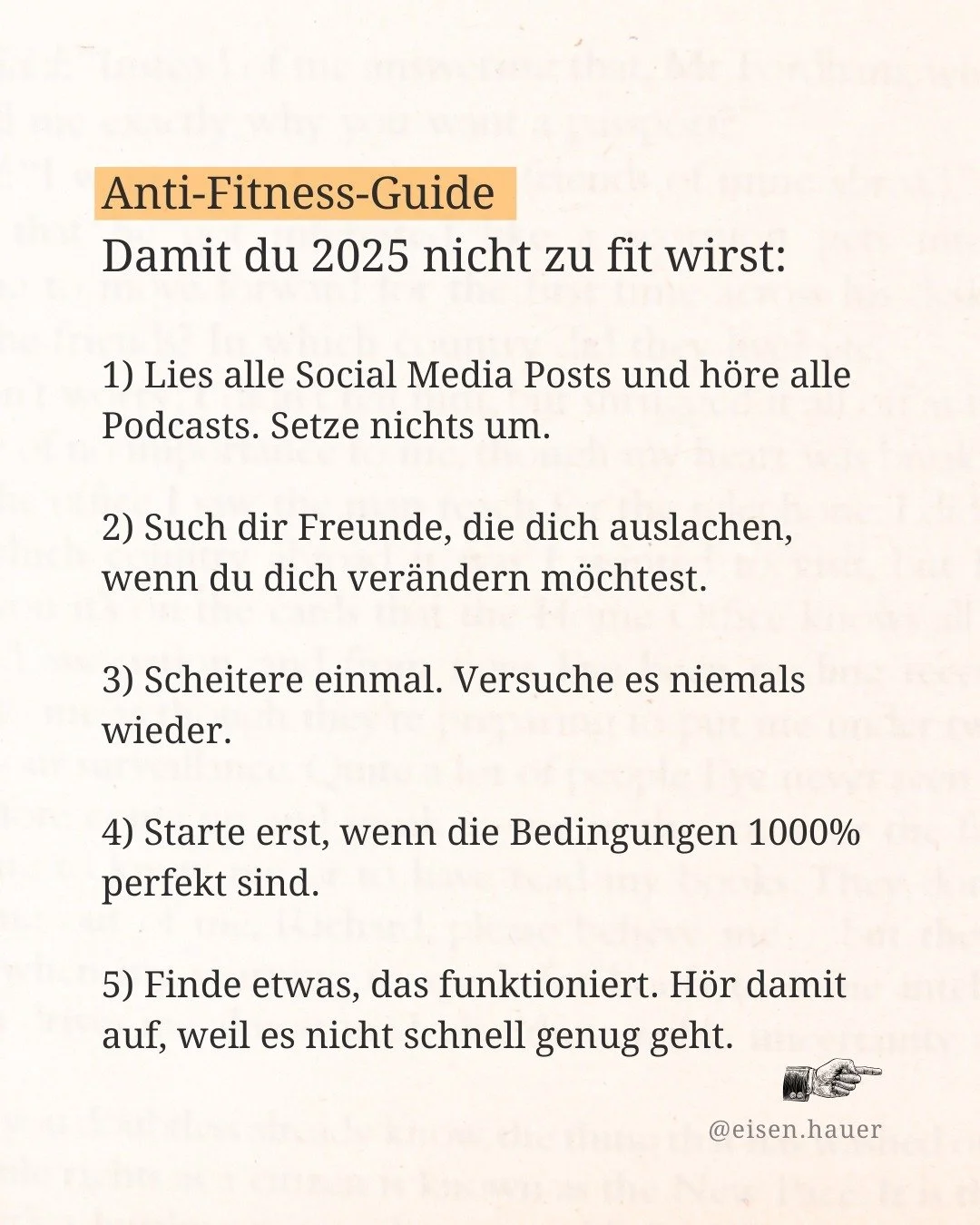 Eigentlich wolltest du fit werden und hast trotzdem viele der obigen Tipps befolgt? Ok - es ist Zeit etwas zu &auml;ndern...

👉 Kommentiere mit &bdquo;KOLUMNE&ldquo; und erhalte kostenlos Strategien f&uuml;r deine Rekomposition (Fettverlust und glei