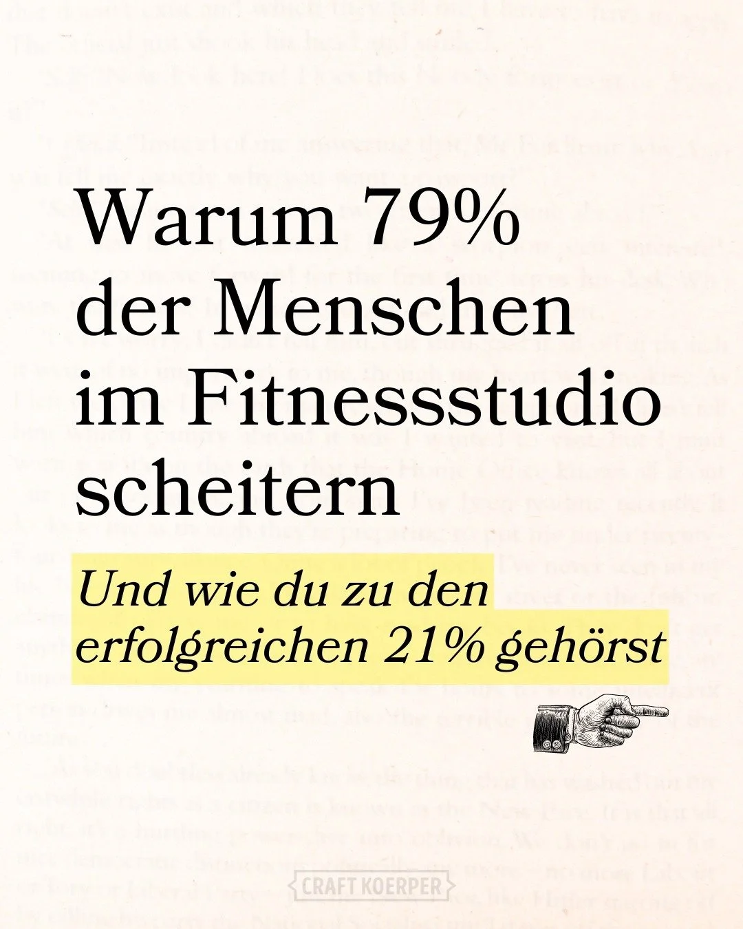 2024 scheitern die meisten Menschen immer noch daran sich zu ver&auml;ndern.

Das zeigen folgende Zahlen:
33% aller Gym-Mitglieder sind inaktiv.
12% gehen einmal im Monat hin.
34% mehrmals monatlich.
Und nur 21% trainieren zweimal oder &ouml;fter ins