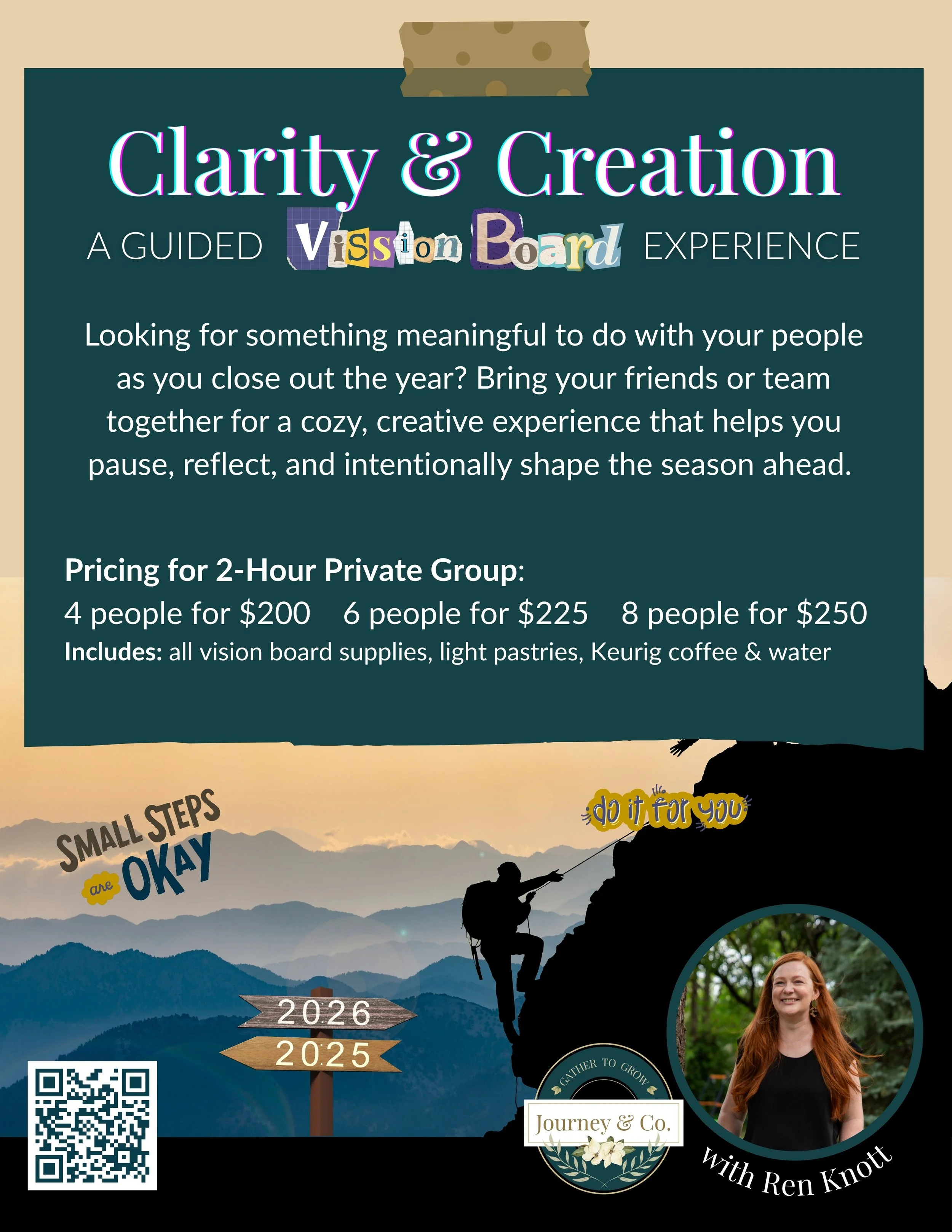 Clarity & Creation Vision Board Workshop *  Scan the QR code or click the image for more info!