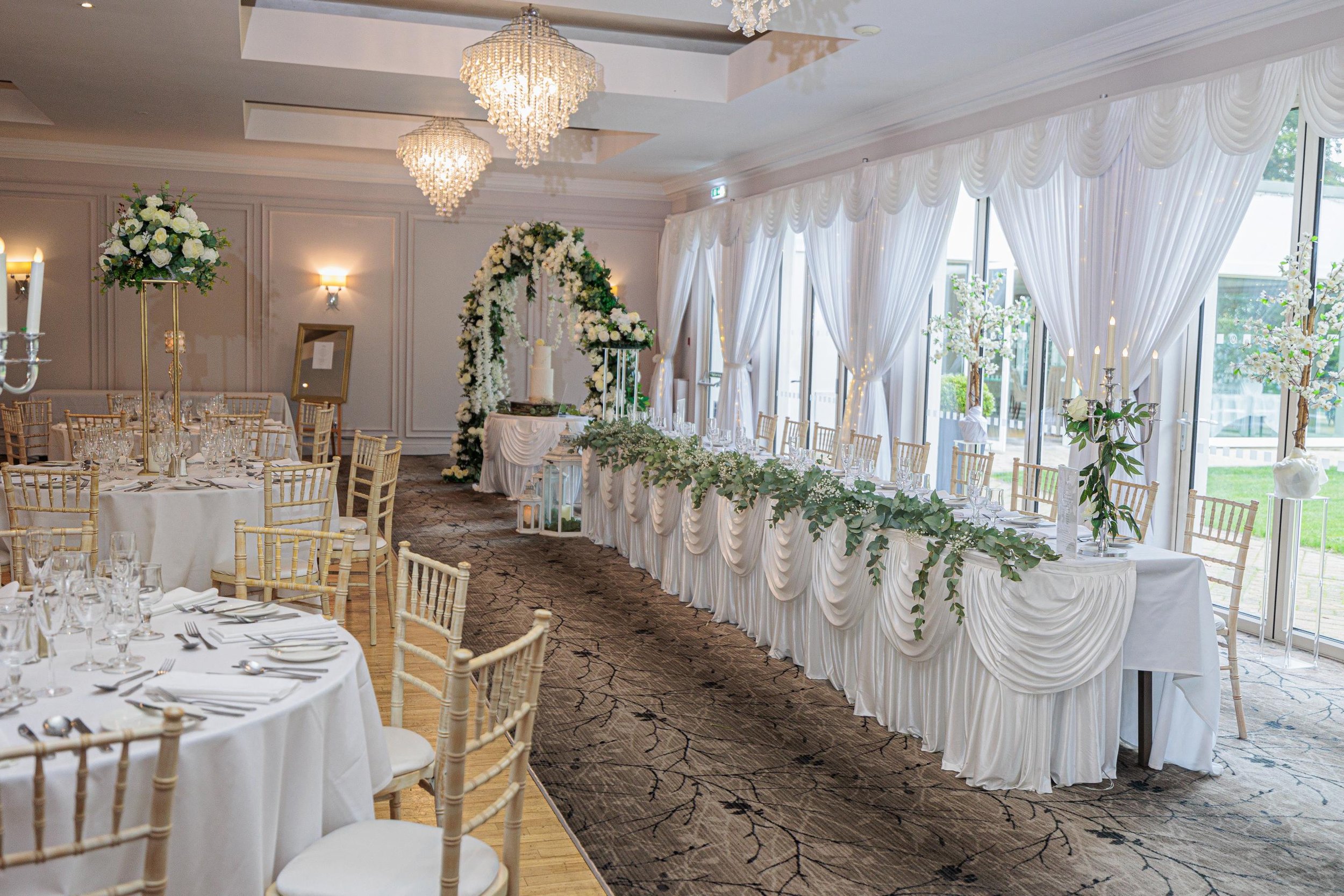 Top table dressed with Euccalyptus