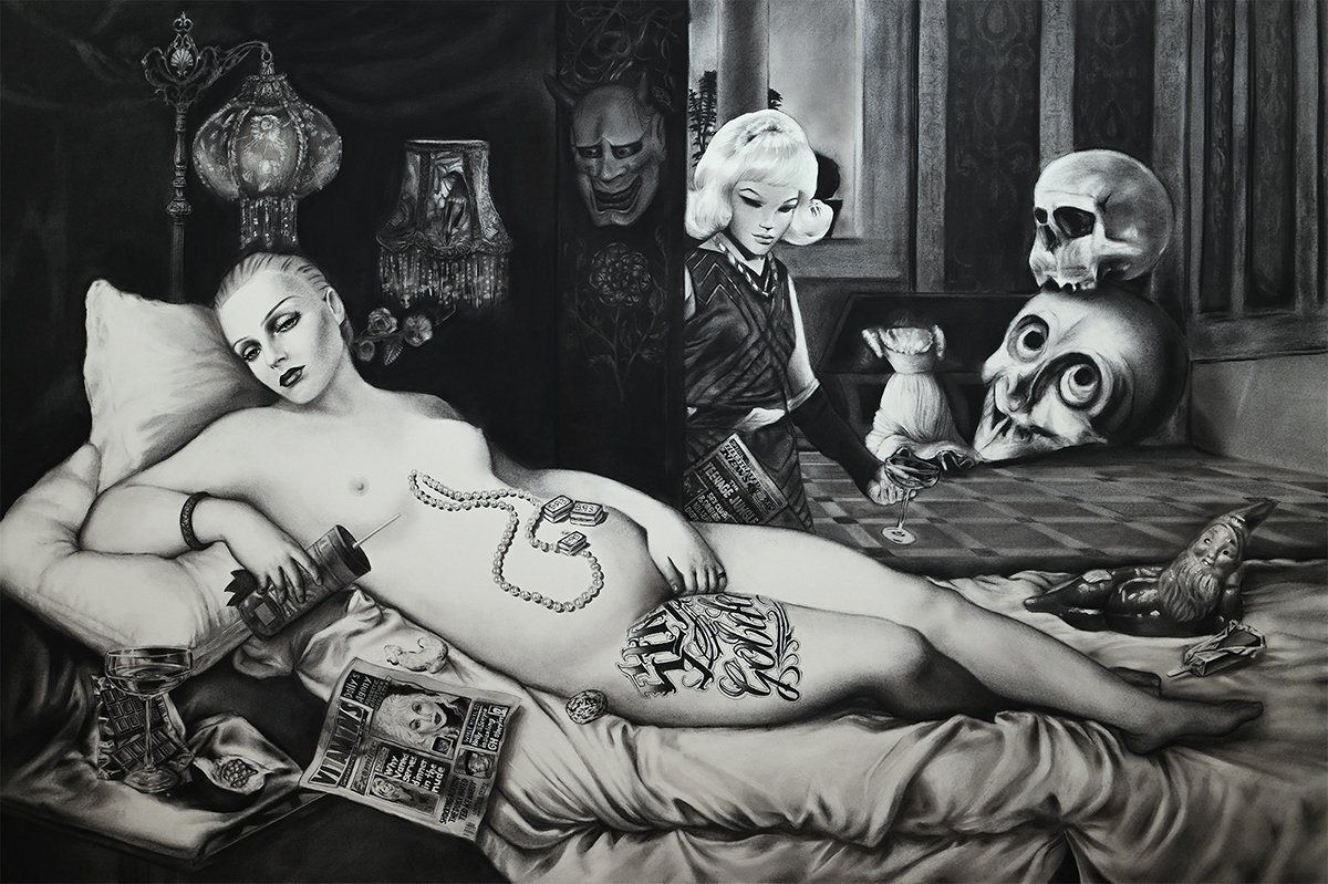 Hail Holtzclaw
Girl's Comfort Closet , 2022
Charcoal on paper, 42" x 60"