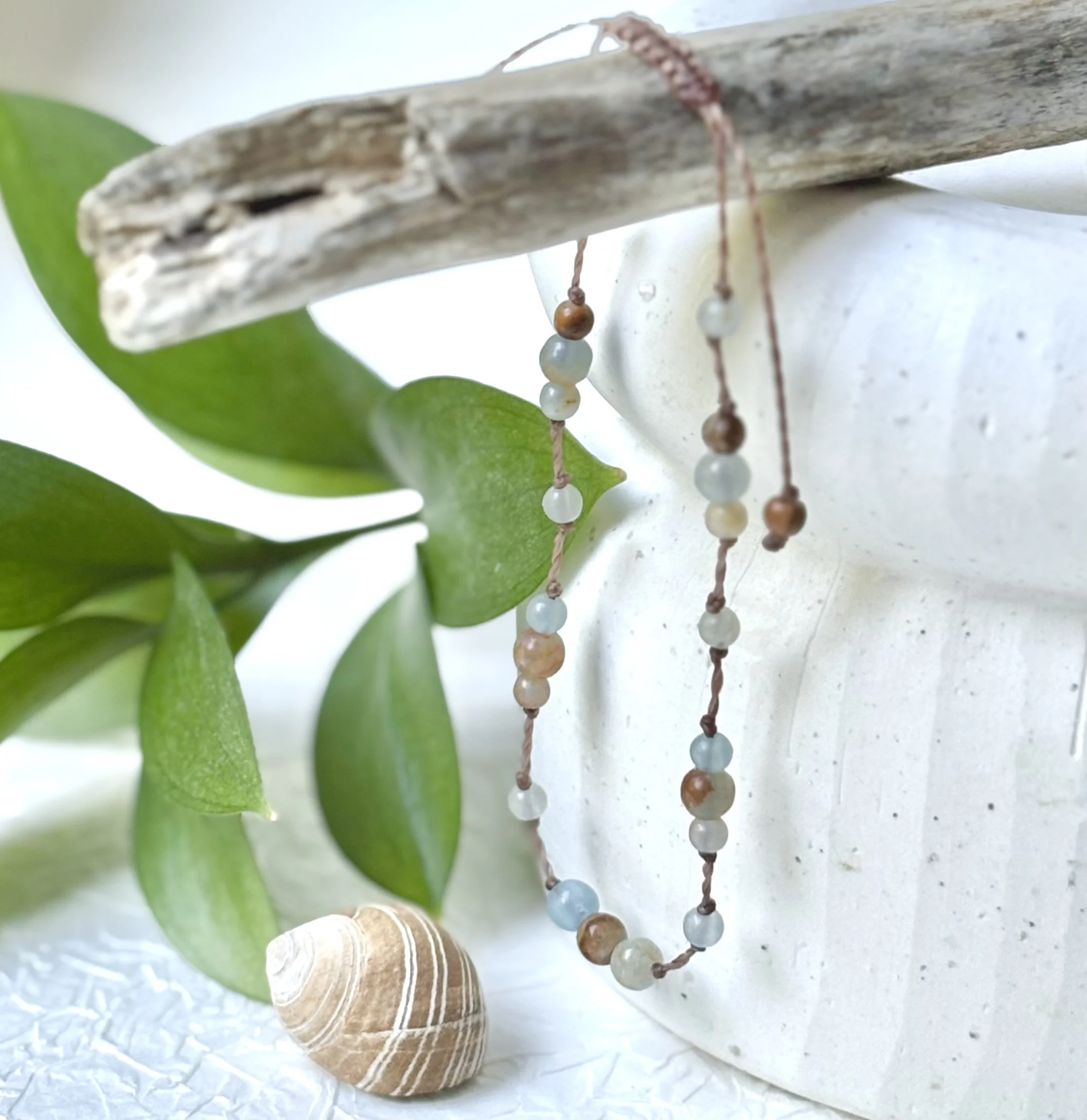Lemurian Aquatine Calcite Adjustable Bracelet